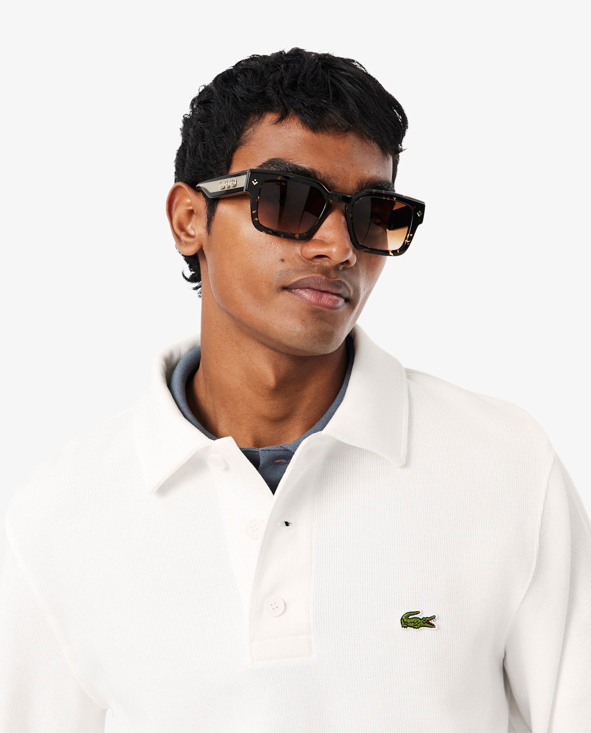 Sudadera de hombre con cuello polo de hombre de canalé de algodón en - Lacoste - Blanco Blanco-3