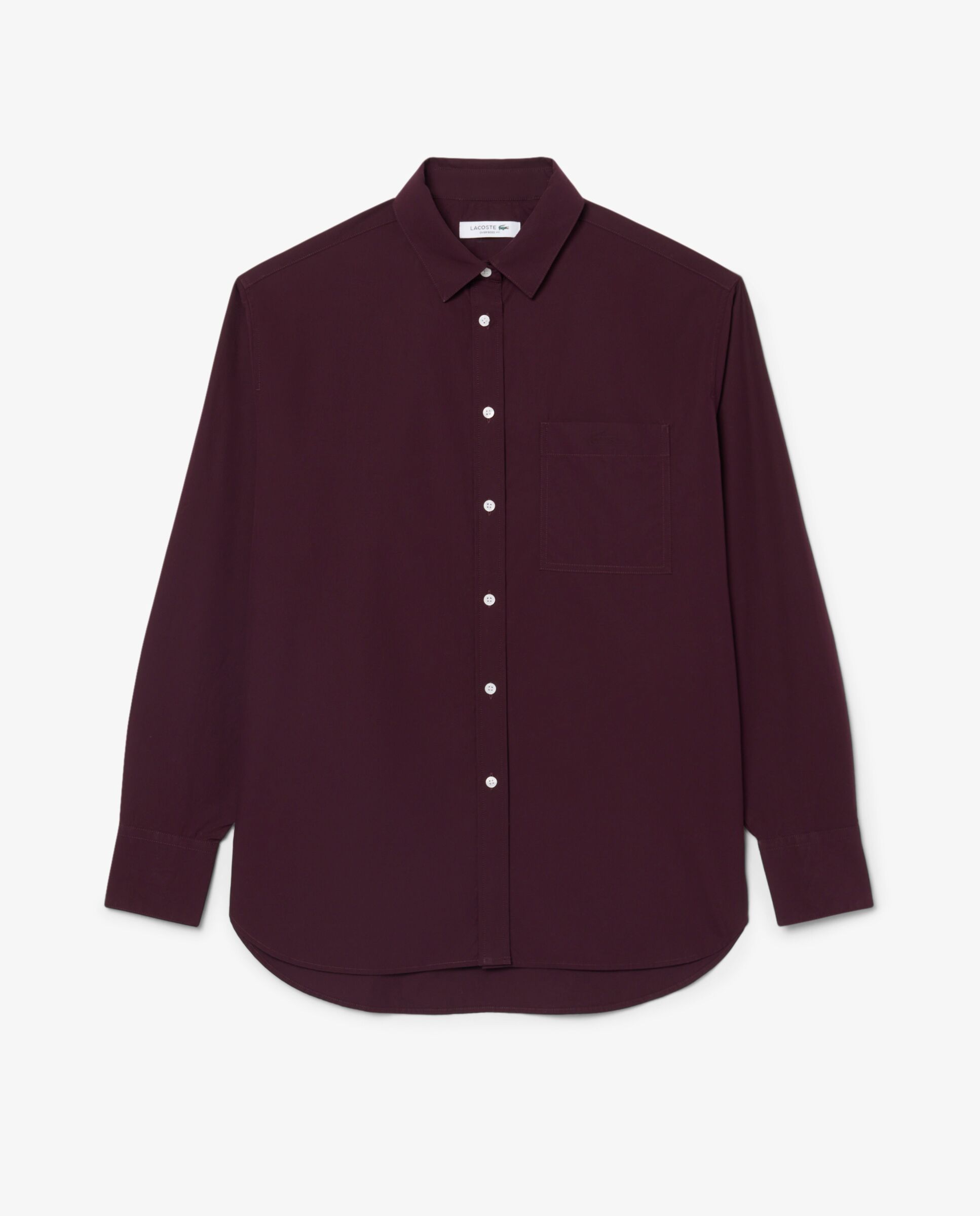 Camisa de mujer oversized de popelín de algodón en marrón de manga larga - Lacoste - Marrón Marrón-6