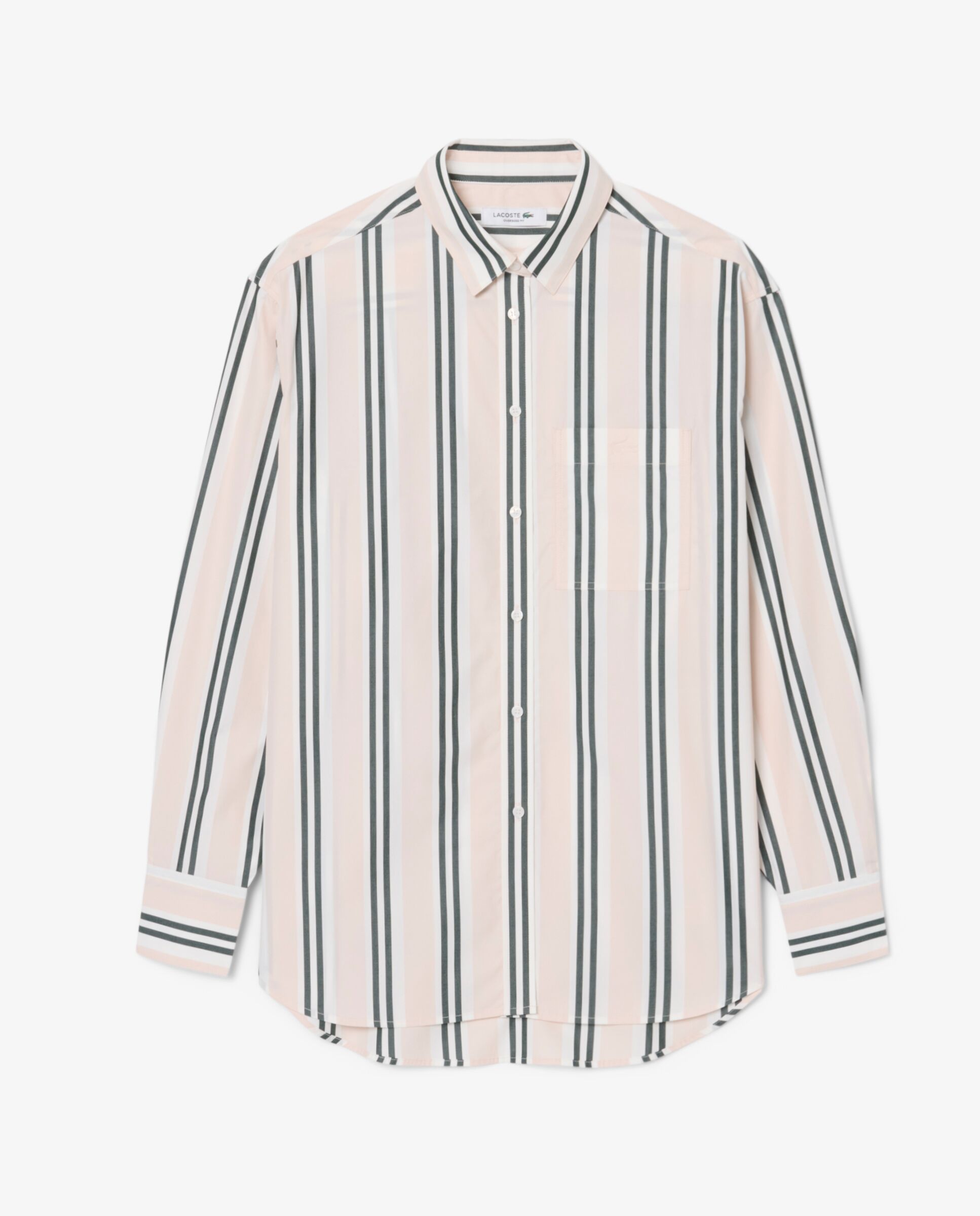 Camisa de mujer oversized de popelín de algodón en marrón de manga larga - Lacoste - Rosa Rosa-6