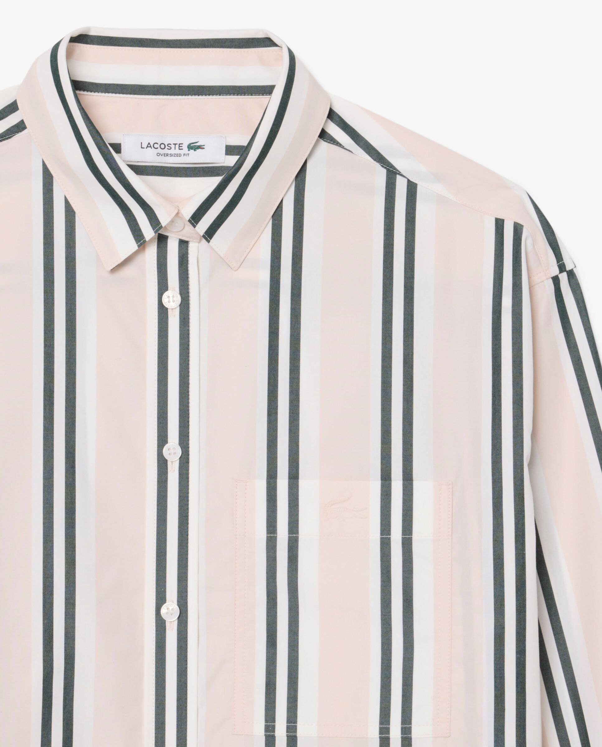 Camisa de mujer oversized de popelín de algodón en marrón de manga larga - Lacoste - Rosa Rosa-5