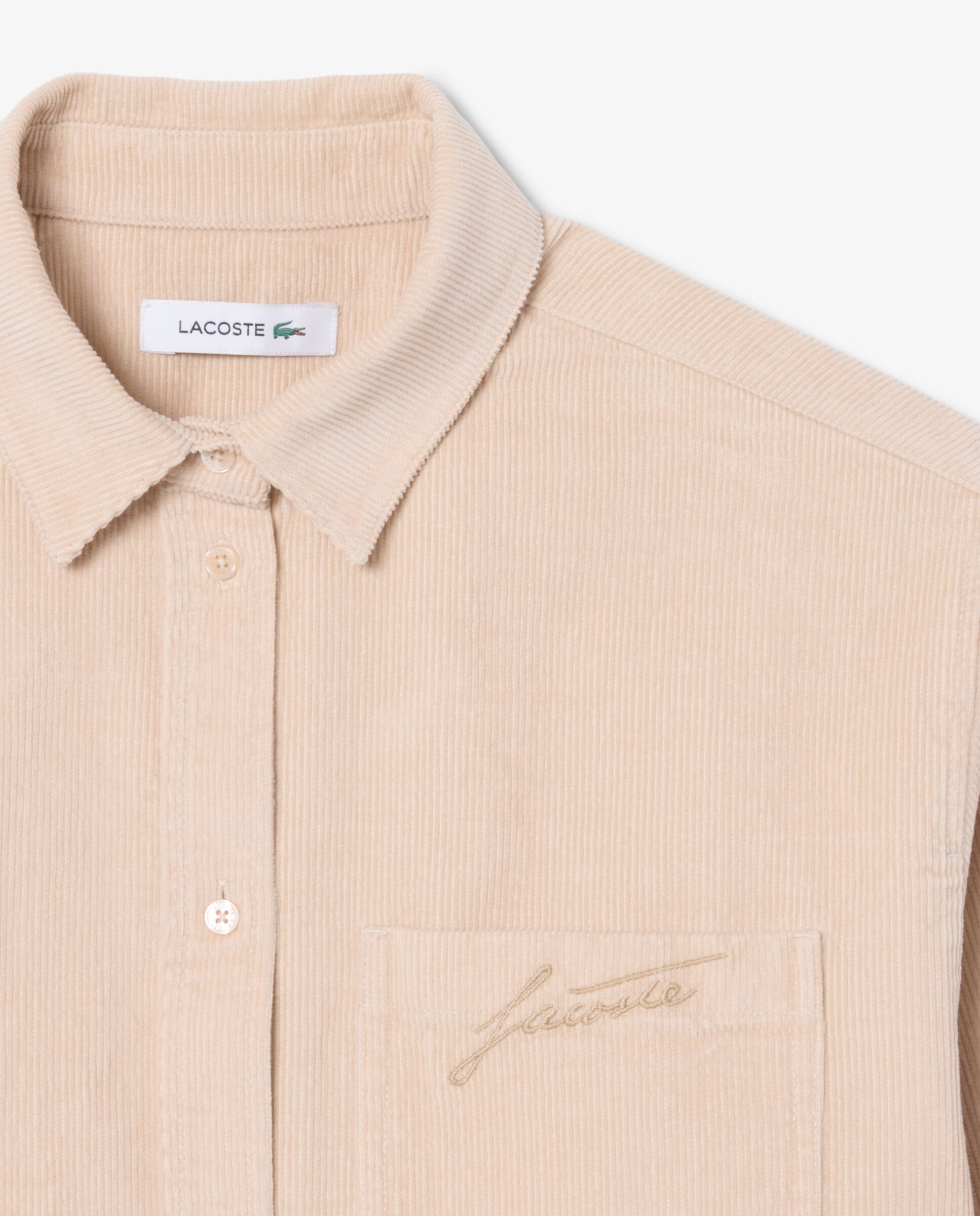 Sobrecamisa de mujer de pana de manga larga - Lacoste - Beige Beige-5