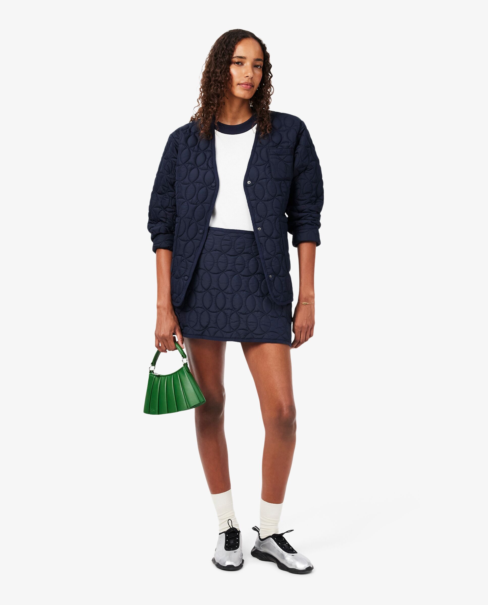 Falda corta acolchada hidrófuga con motivos de tenis en azul - Lacoste - Azul marino Azul marino-4