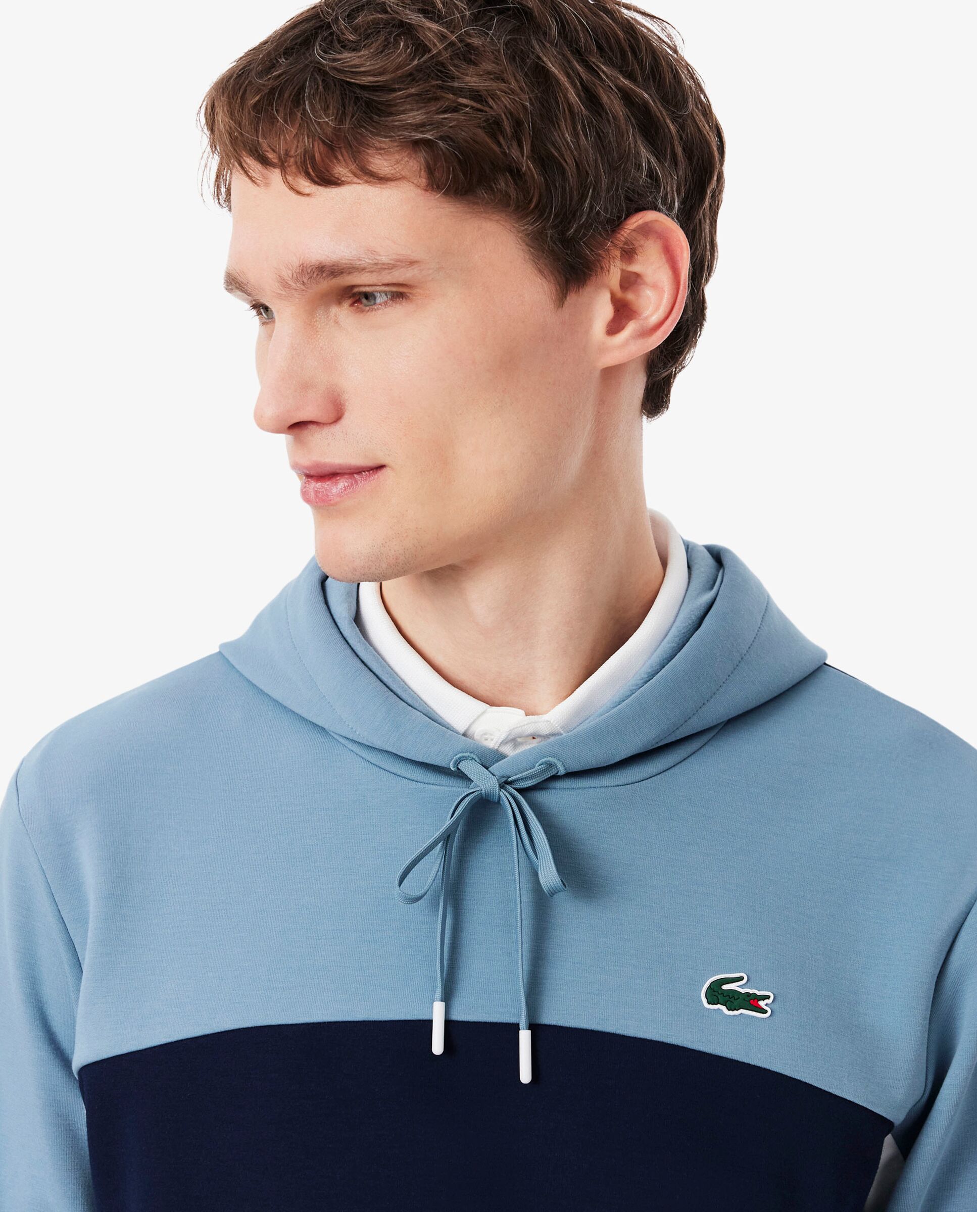 Sudadera de hombre deportiva con capucha y cremallera y bloques de color en bleu marine / bleu / blanc - Lacoste - Azul Azul-3