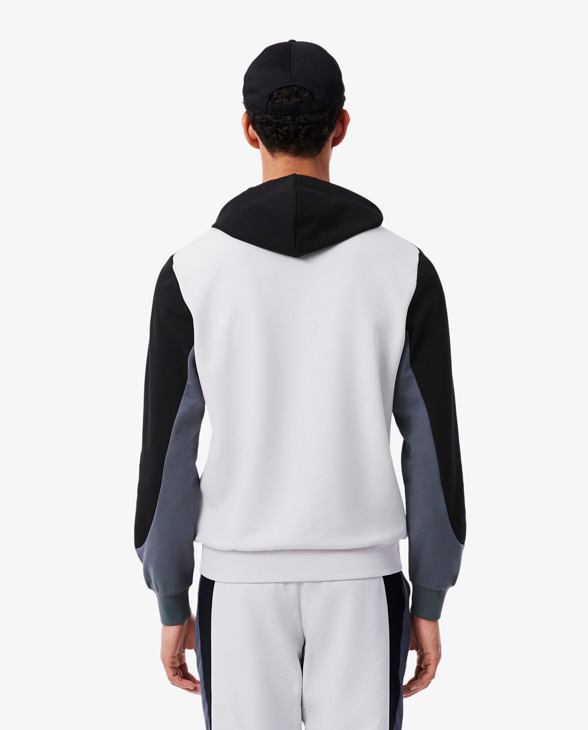 Sudadera de hombre deportiva con capucha y cremallera y bloques de color en bleu marine / bleu / blanc - Lacoste - Gris Gris-2