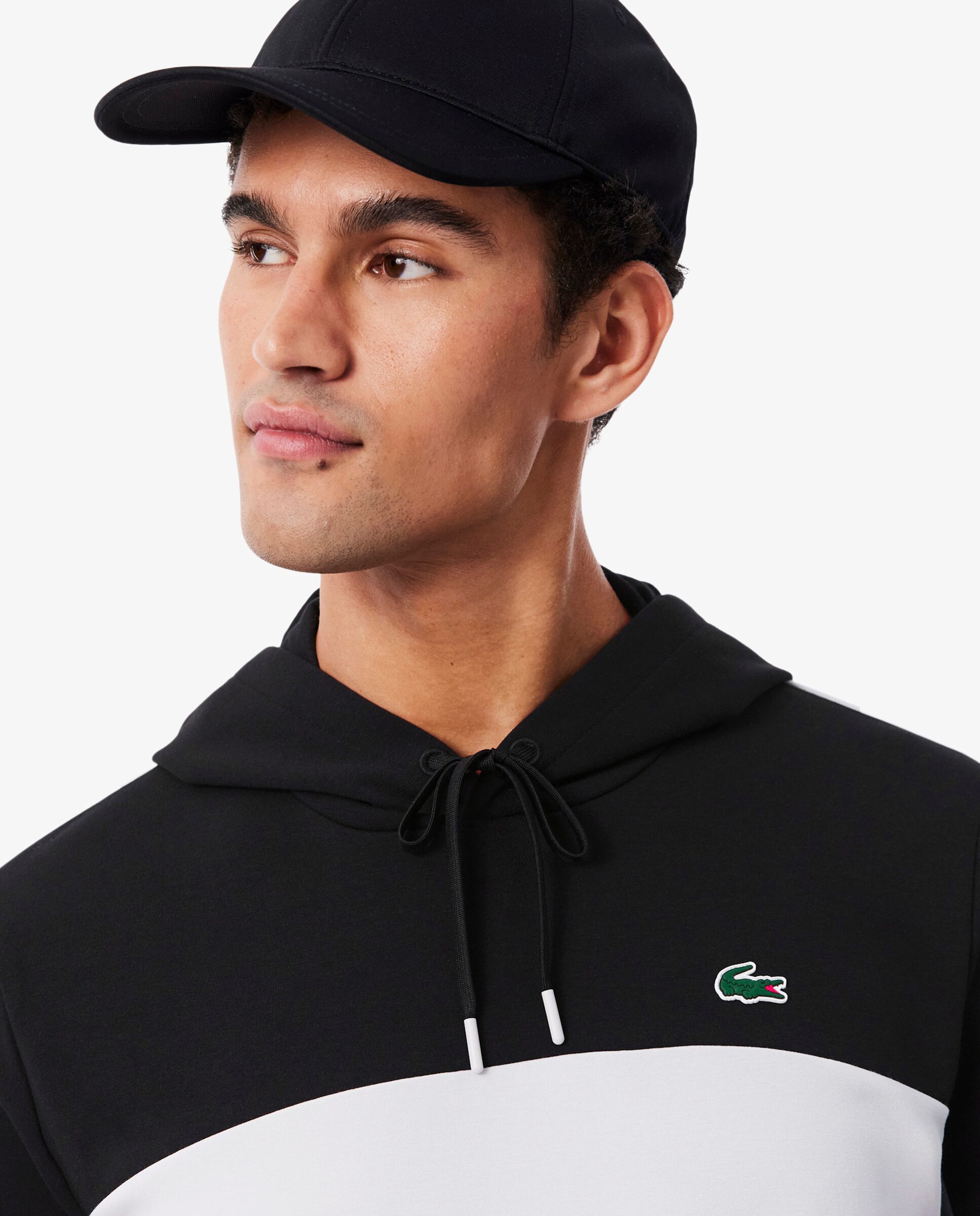 Sudadera de hombre deportiva con capucha y cremallera y bloques de color en bleu marine / bleu / blanc - Lacoste - Gris Gris-3