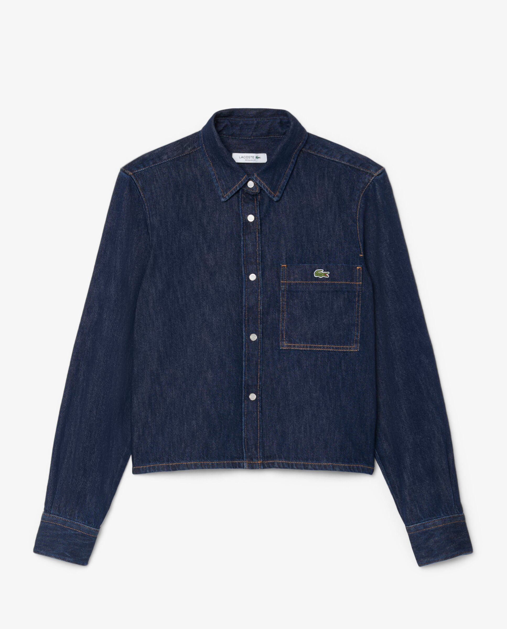 Camisa de mujer denim ligera de corte regular en azul de manga larga - Lacoste - Azul Azul-6