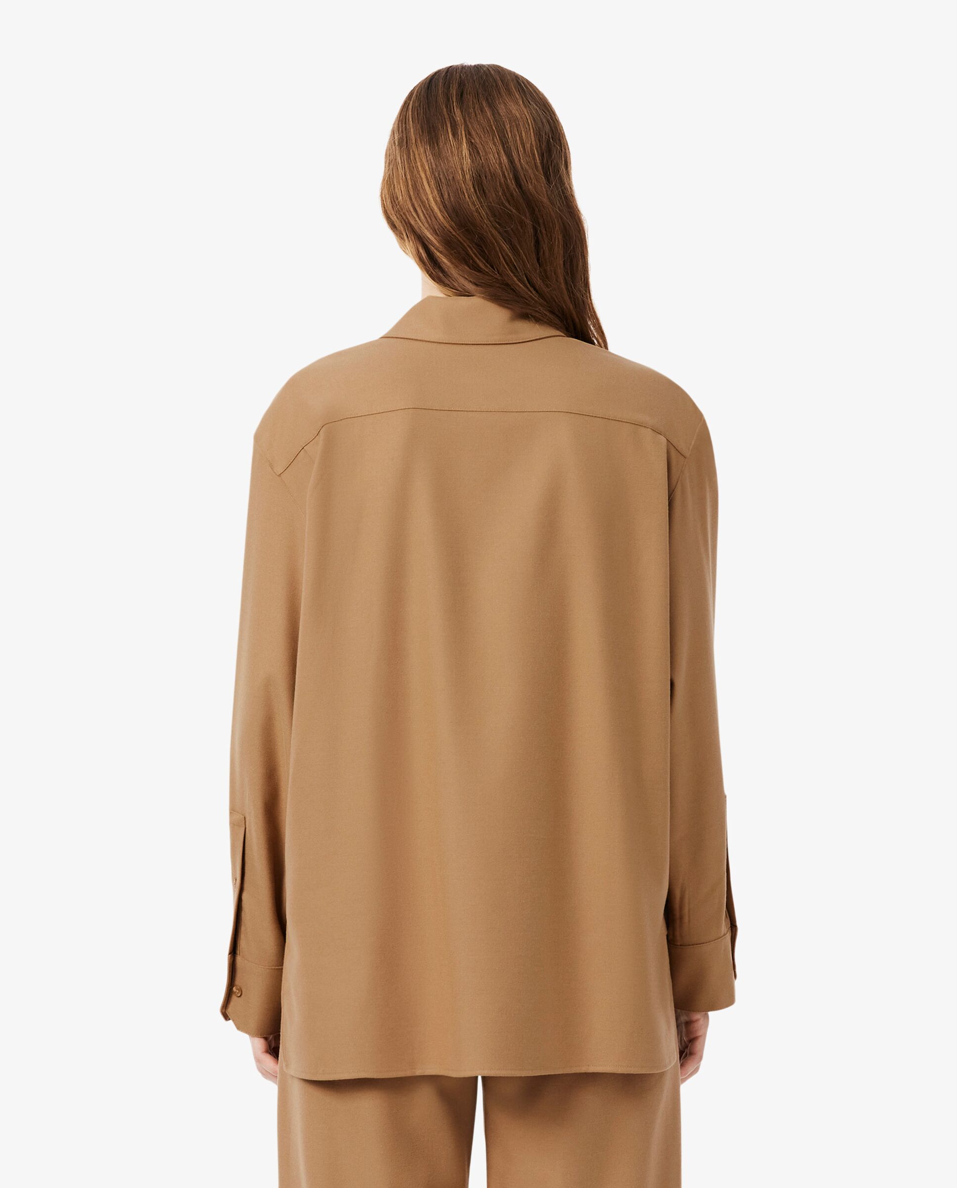 Camisa de mujer de franela oversize en marrón de manga larga - Lacoste - Marrón Marrón-2