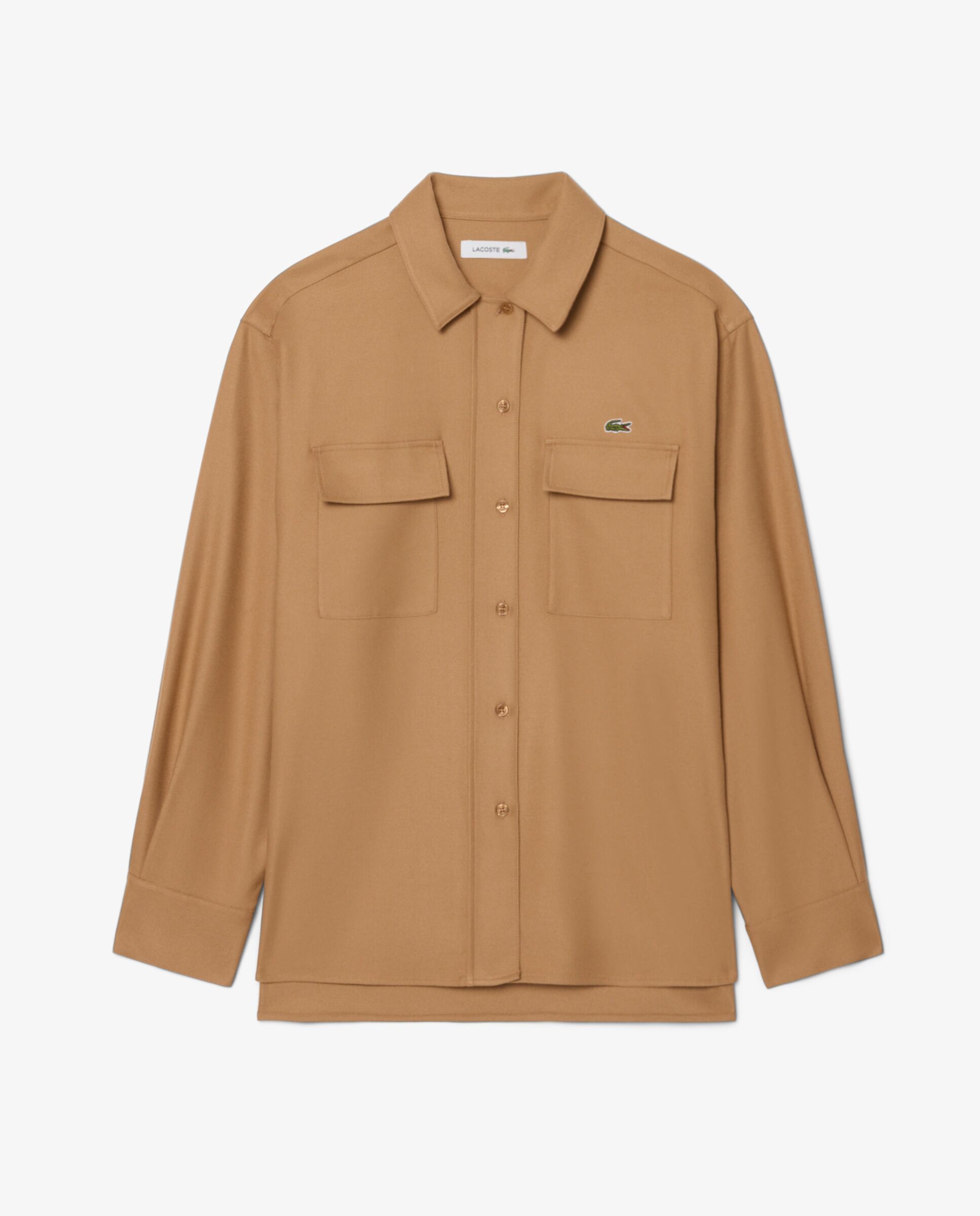 Camisa de mujer de franela oversize en marrón de manga larga - Lacoste - Marrón Marrón-6