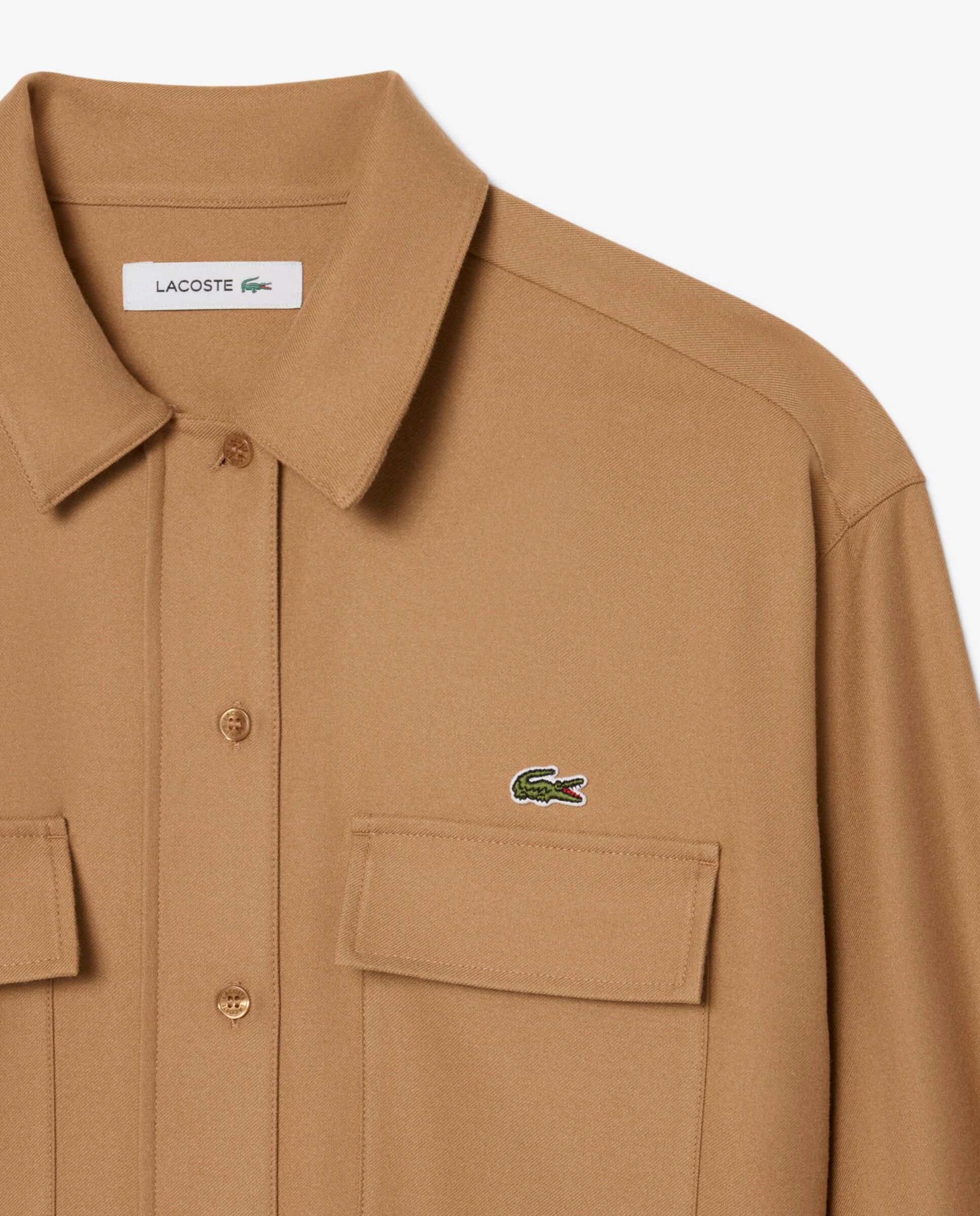 Camisa de mujer de franela oversize en marrón de manga larga - Lacoste - Marrón Marrón-5