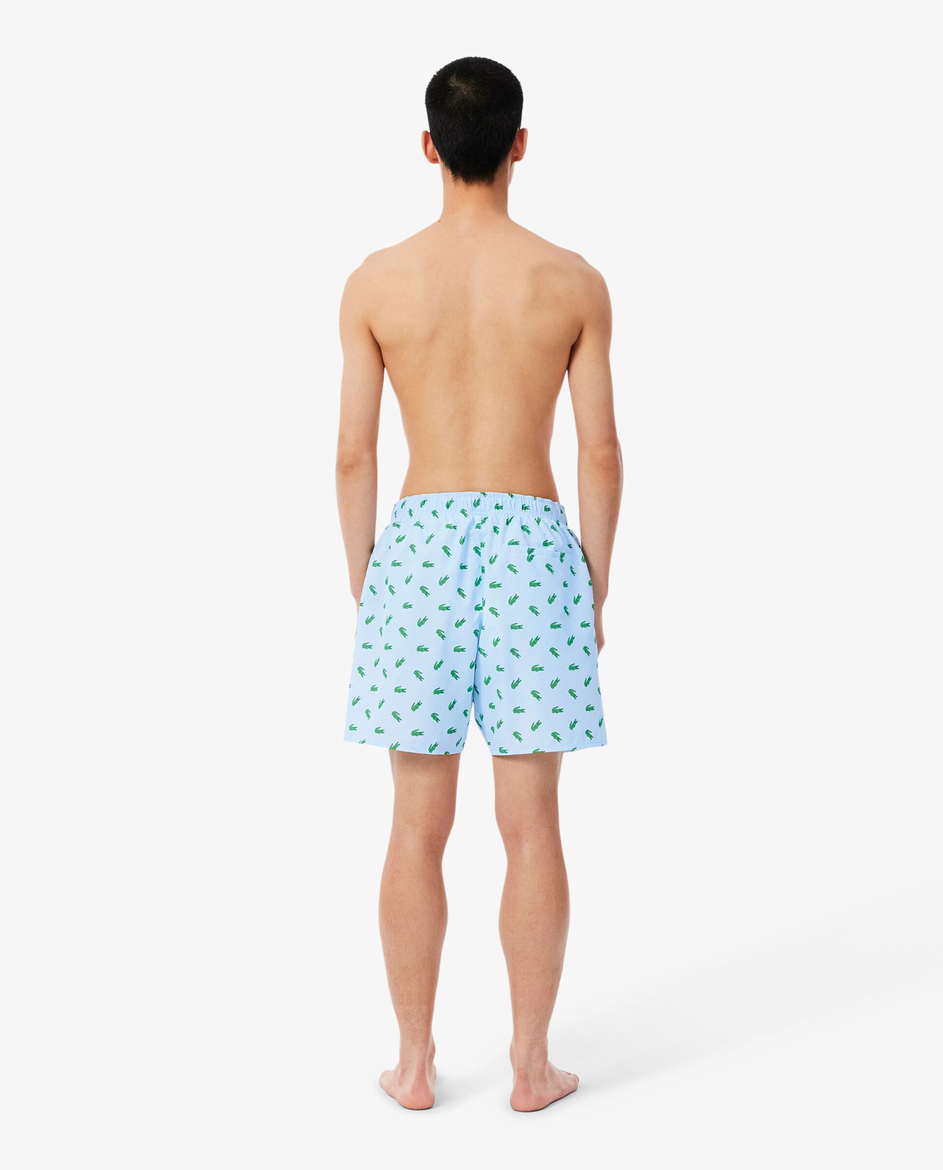 Short de baño de largo medio con estampado de cocodrilos en rose pale - Lacoste - Azul claro Azul claro-2