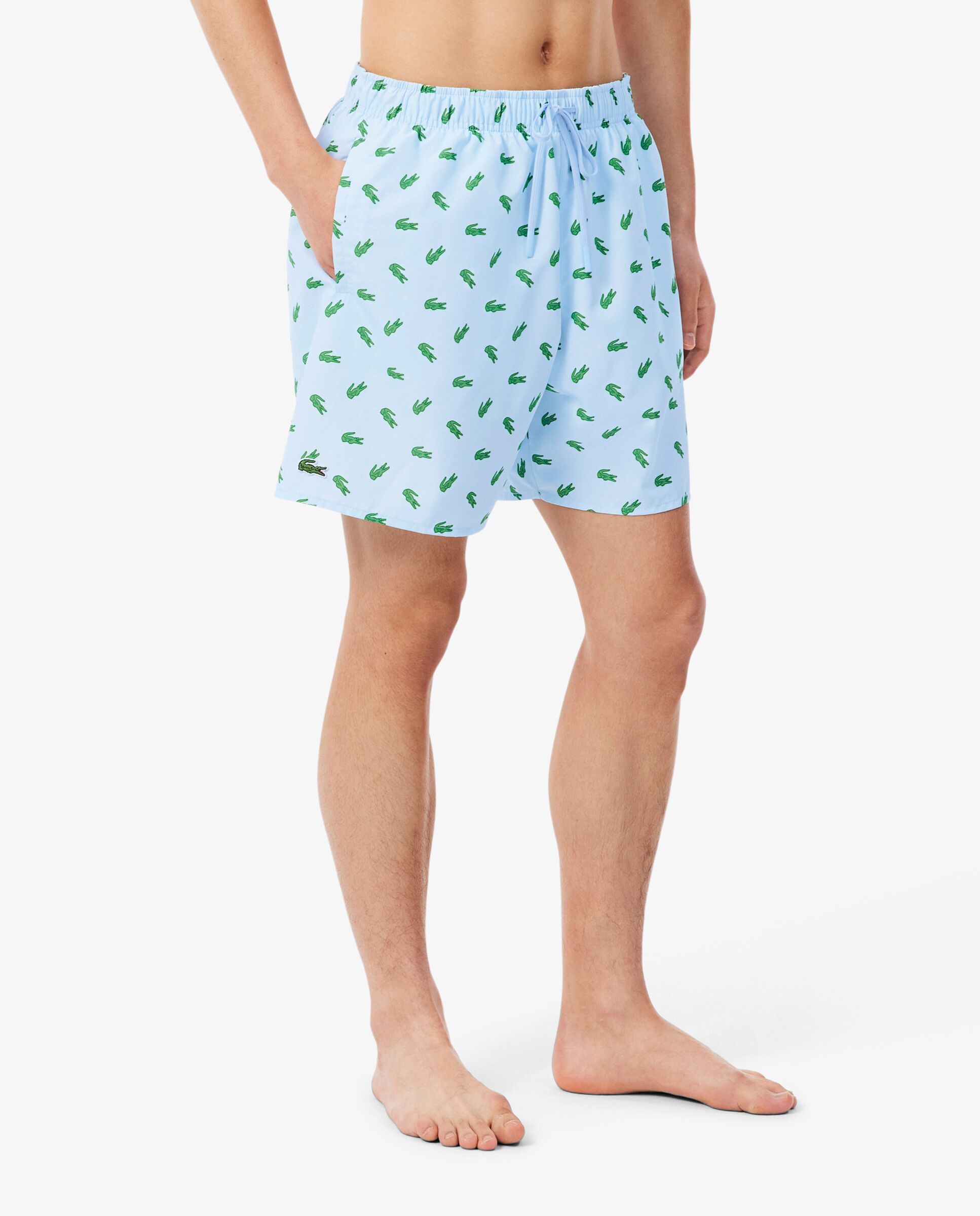 Short de baño de largo medio con estampado de cocodrilos en rose pale - Lacoste - Azul claro Azul claro-3