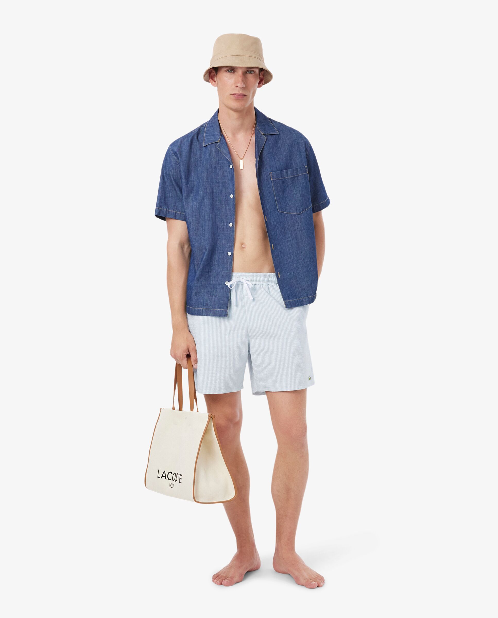 Short de baño de largo medio - Lacoste - Blanco Blanco-4