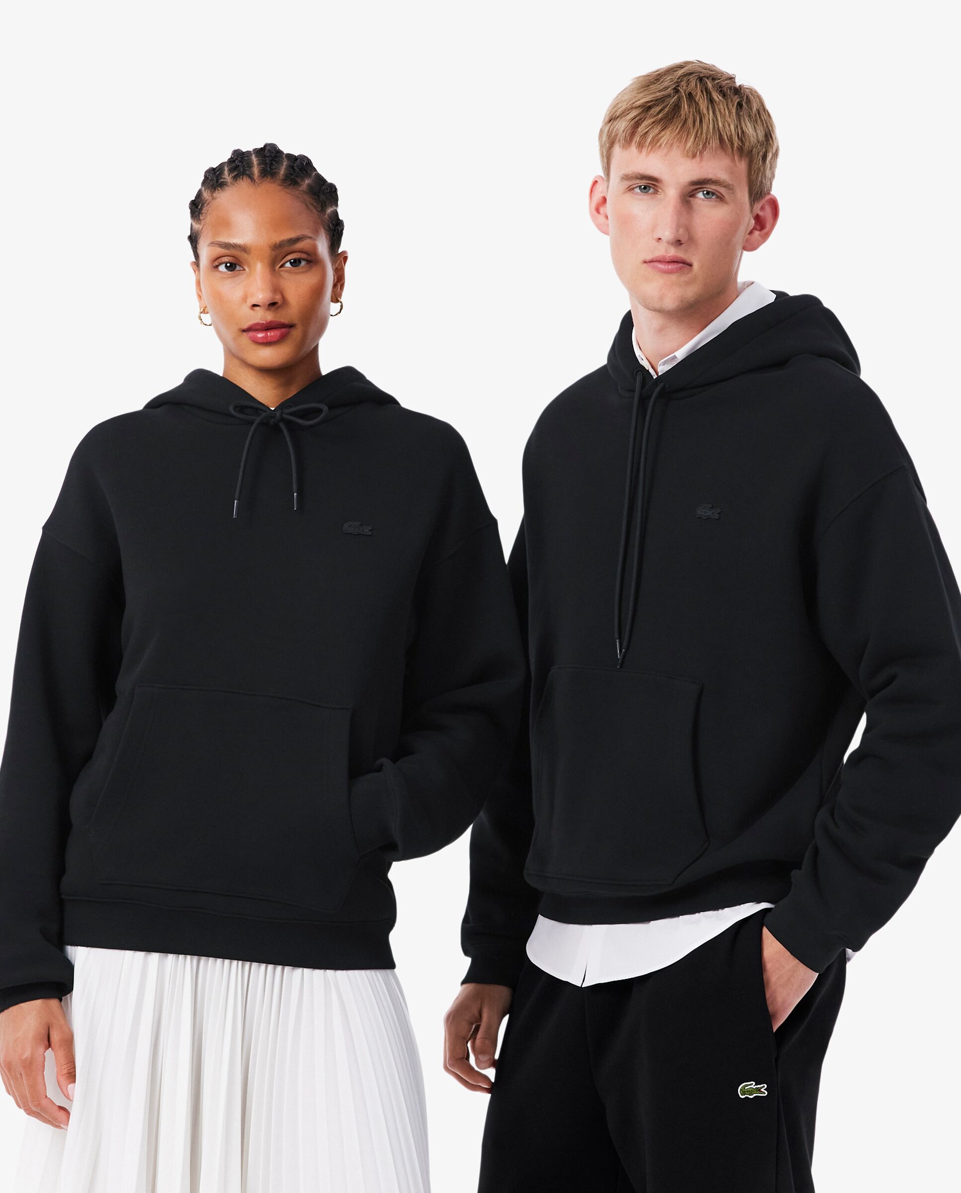 Sudadera unisex con capucha de felpa gruesa - Lacoste - Negro Negro-1