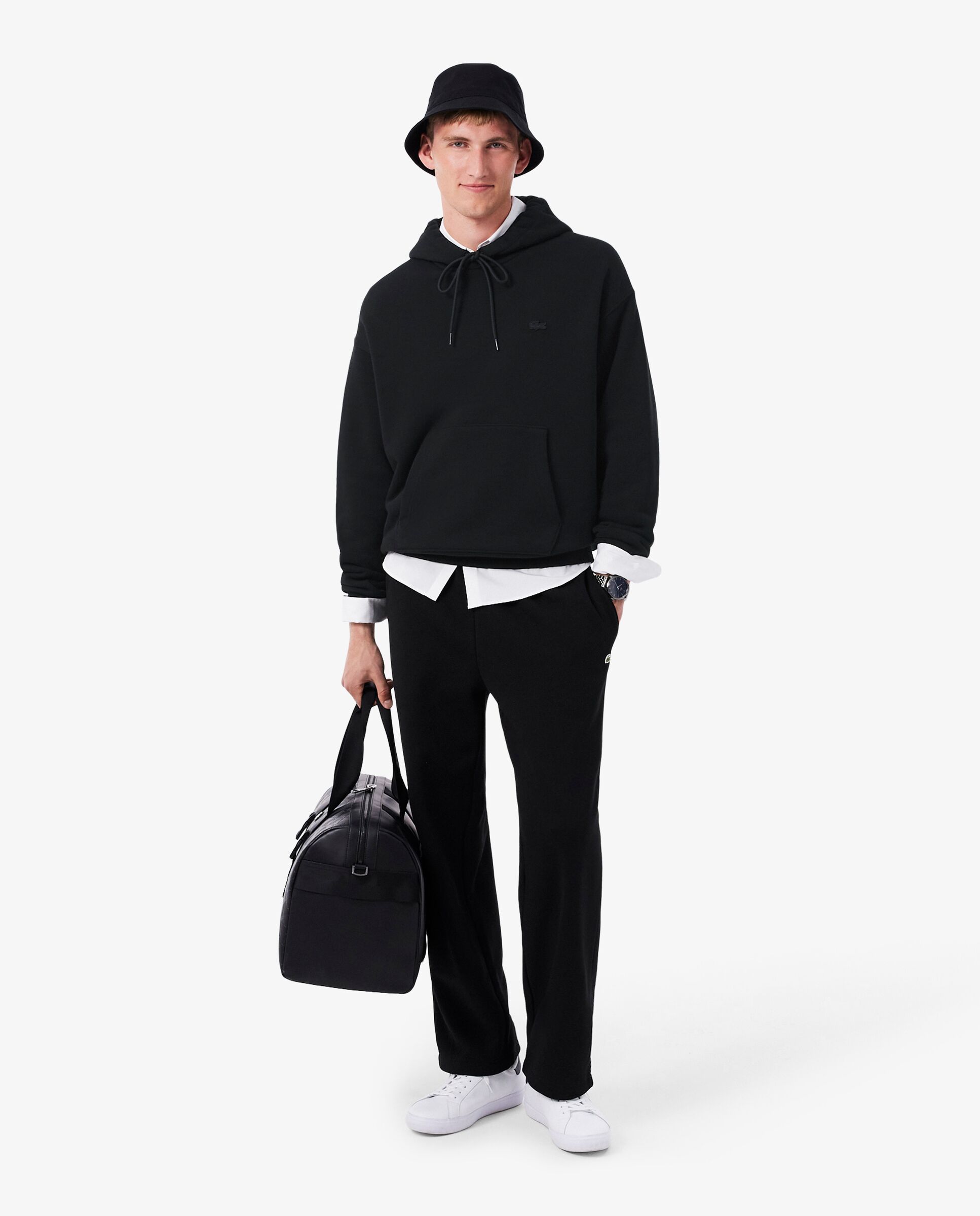 Sudadera unisex con capucha de felpa gruesa - Lacoste - Negro Negro-4