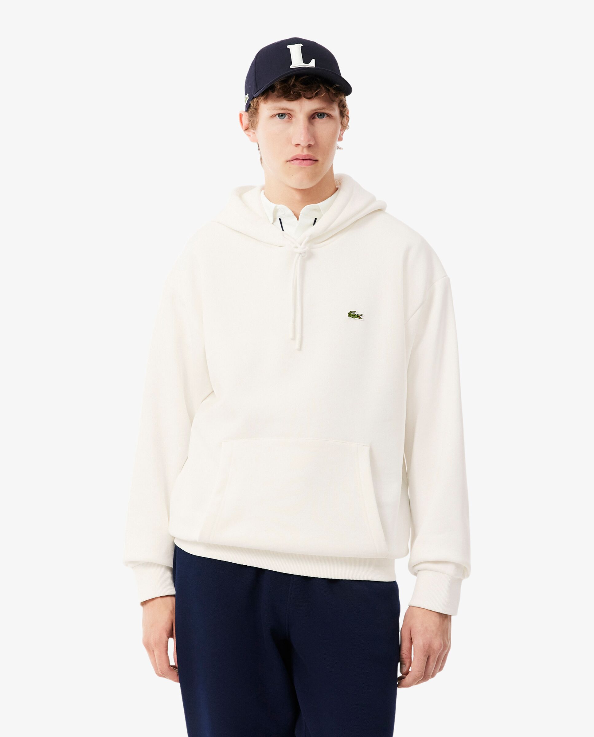Sudadera de hombre con capucha de felpa en gris - Lacoste - Blanco Blanco-1