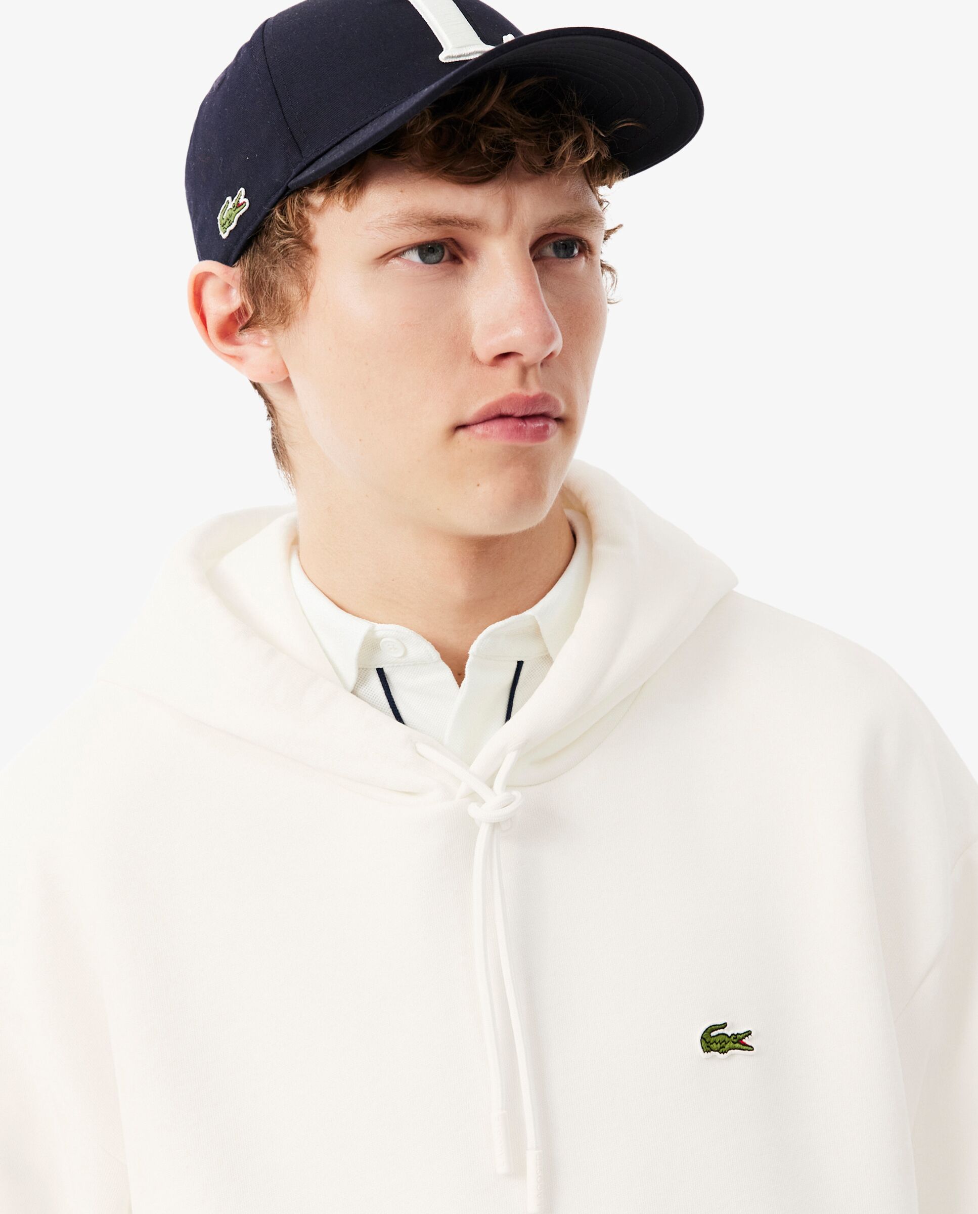 Sudadera de hombre con capucha de felpa en gris - Lacoste - Blanco Blanco-3