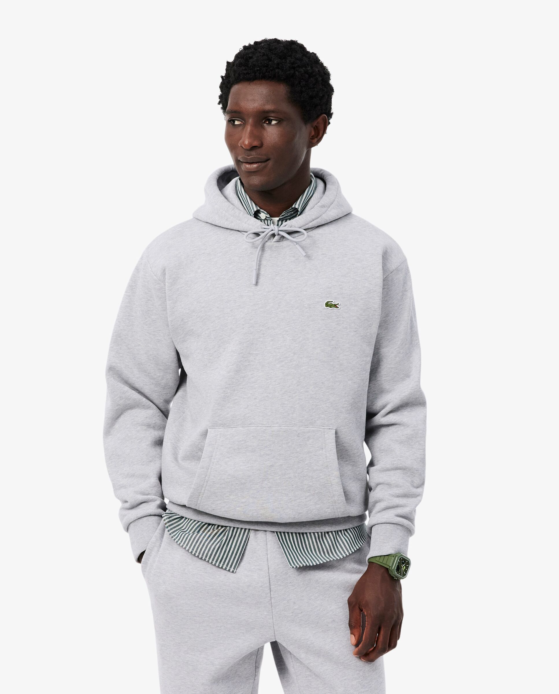Sudadera de hombre con capucha de felpa en negro - Lacoste - Gris oscuro Gris oscuro-1