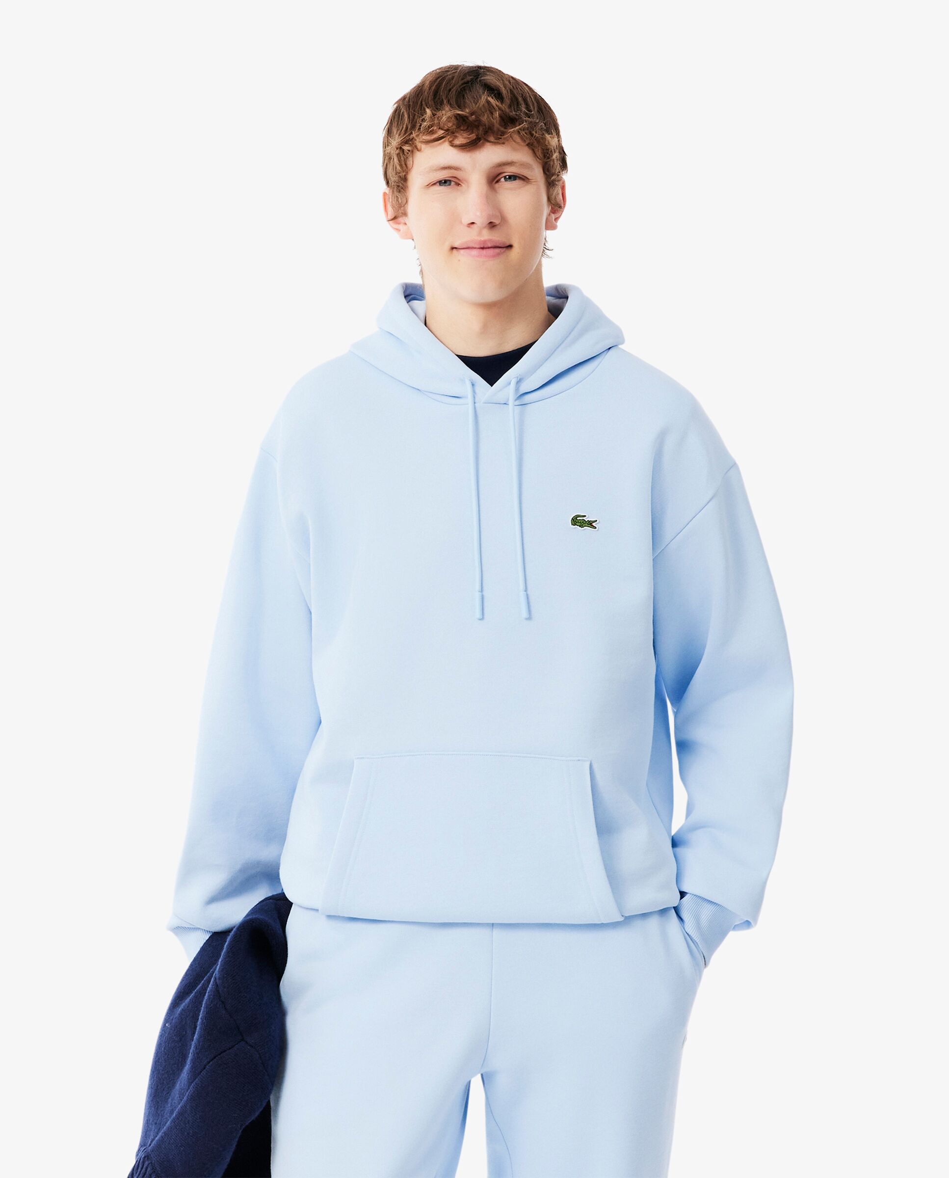 Sudadera de hombre con capucha de felpa en negro - Lacoste - Azul claro Azul claro-1