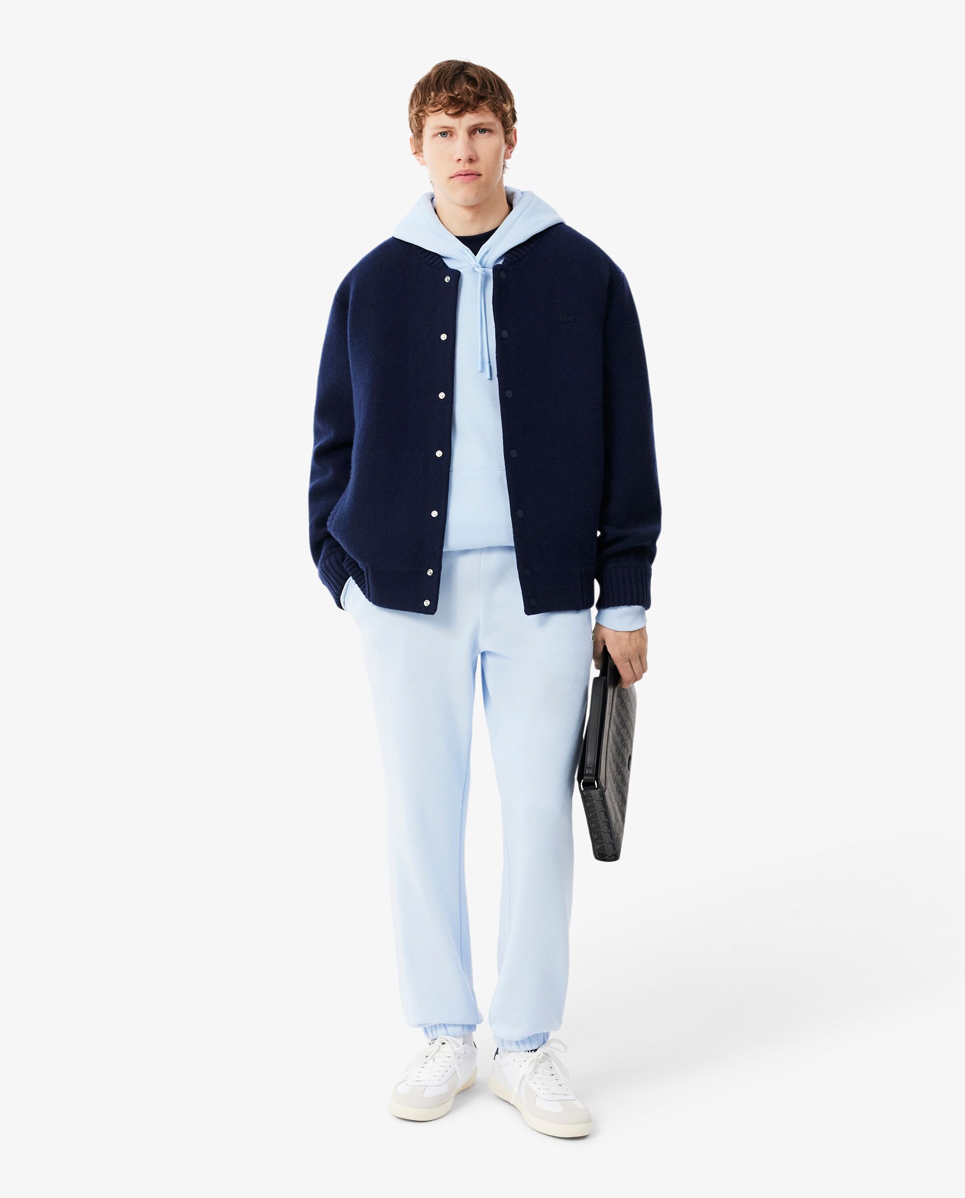 Sudadera de hombre con capucha de felpa en negro - Lacoste - Azul claro Azul claro-4