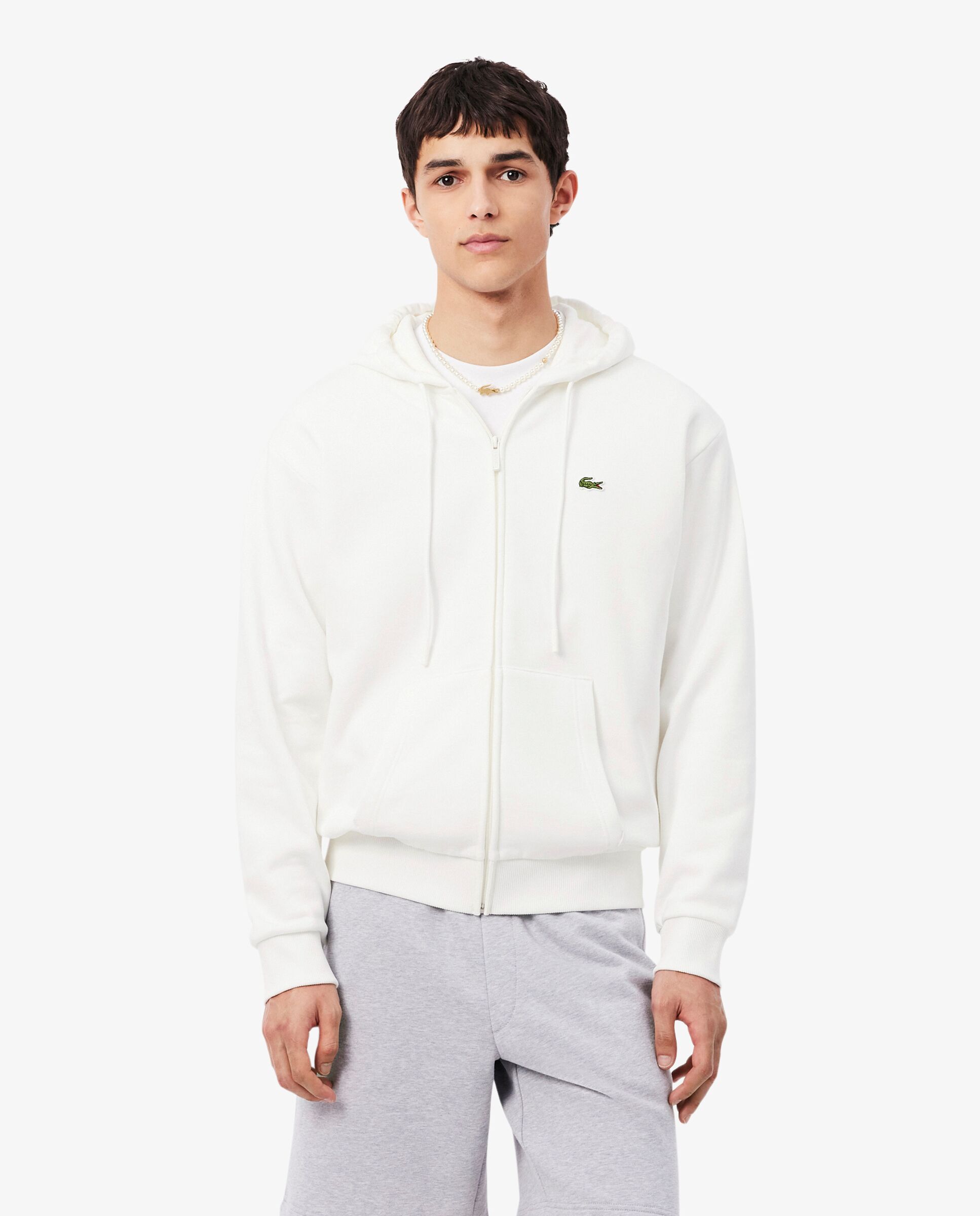 Sudadera de hombre con capucha de felpa en marrón - Lacoste - Blanco Blanco-1