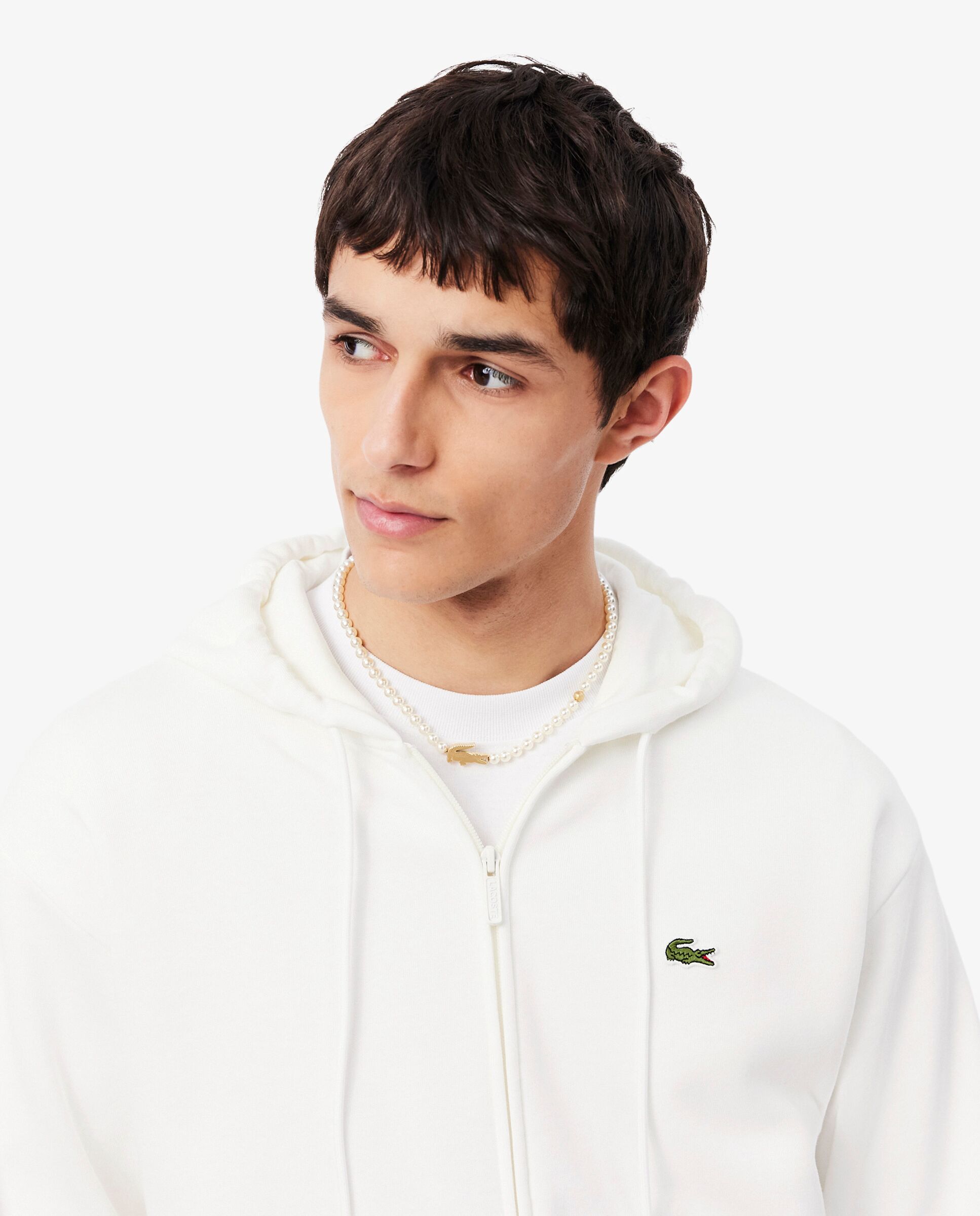 Sudadera de hombre con capucha de felpa en marrón - Lacoste - Blanco Blanco-3