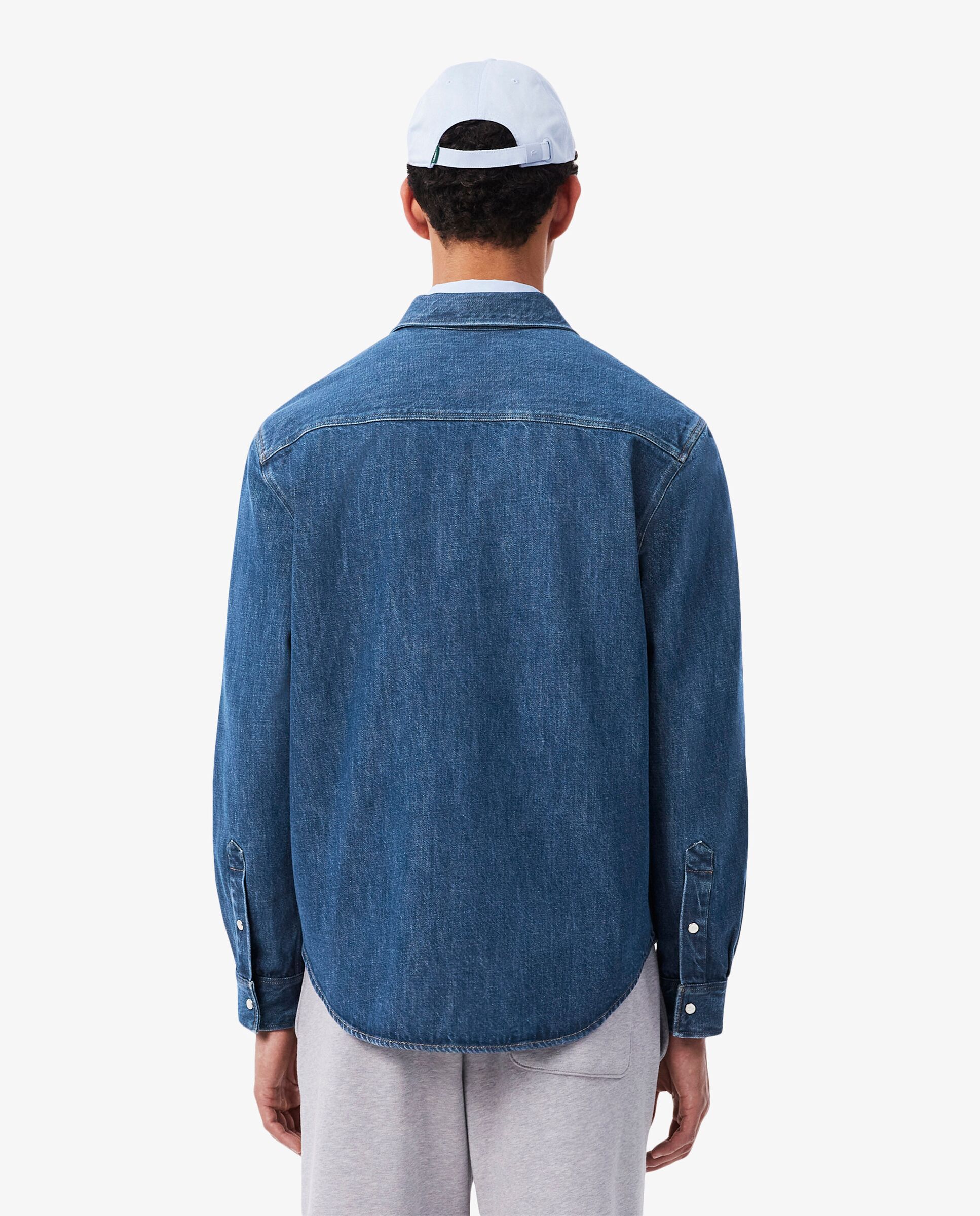 Camisa de hombre denim de corte regular en de manga larga - Lacoste - Azul Azul-2