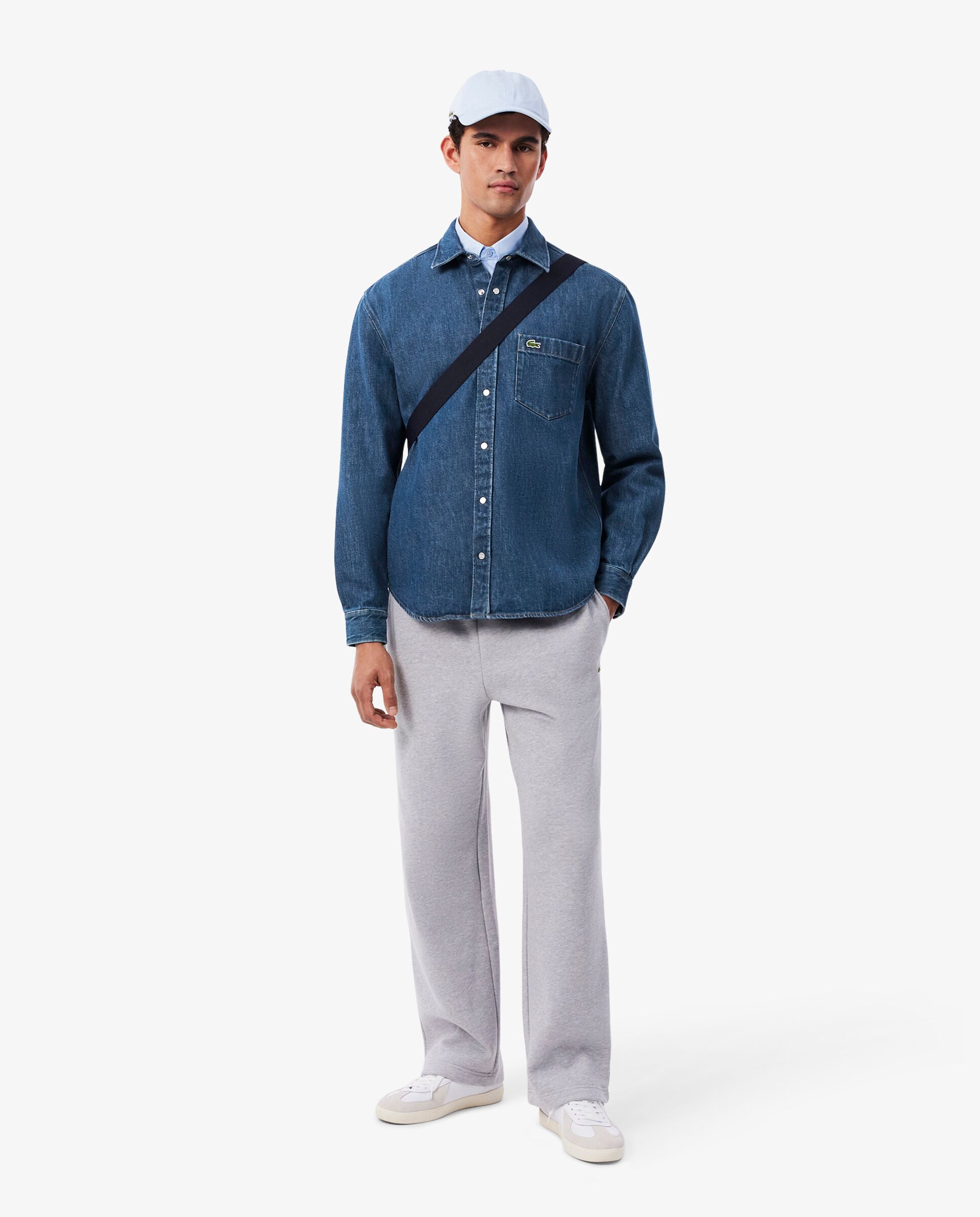 Camisa de hombre denim de corte regular en de manga larga - Lacoste - Azul Azul-4