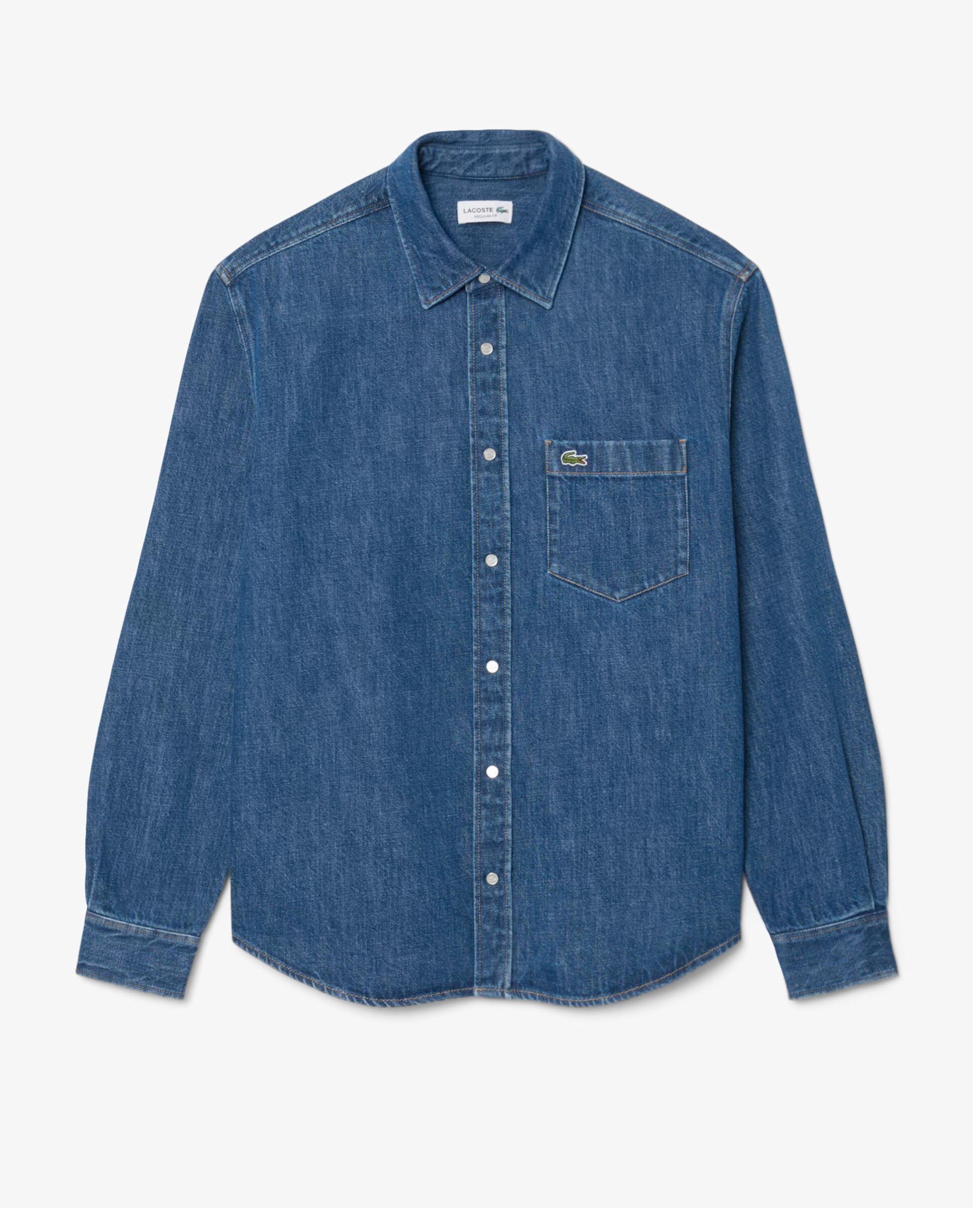 Camisa de hombre denim de corte regular en de manga larga - Lacoste - Azul Azul-6