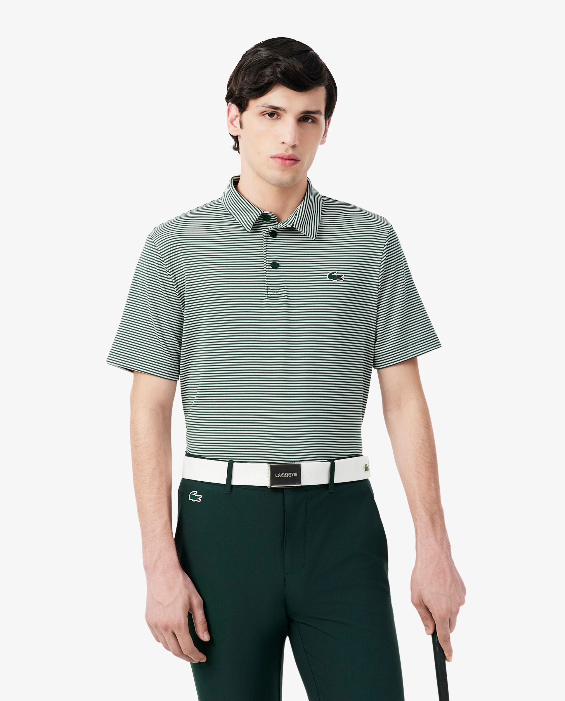 Polo de golf de rayas de hombre de corte regular Ultra Dry Lacoste - Verde Verde-1