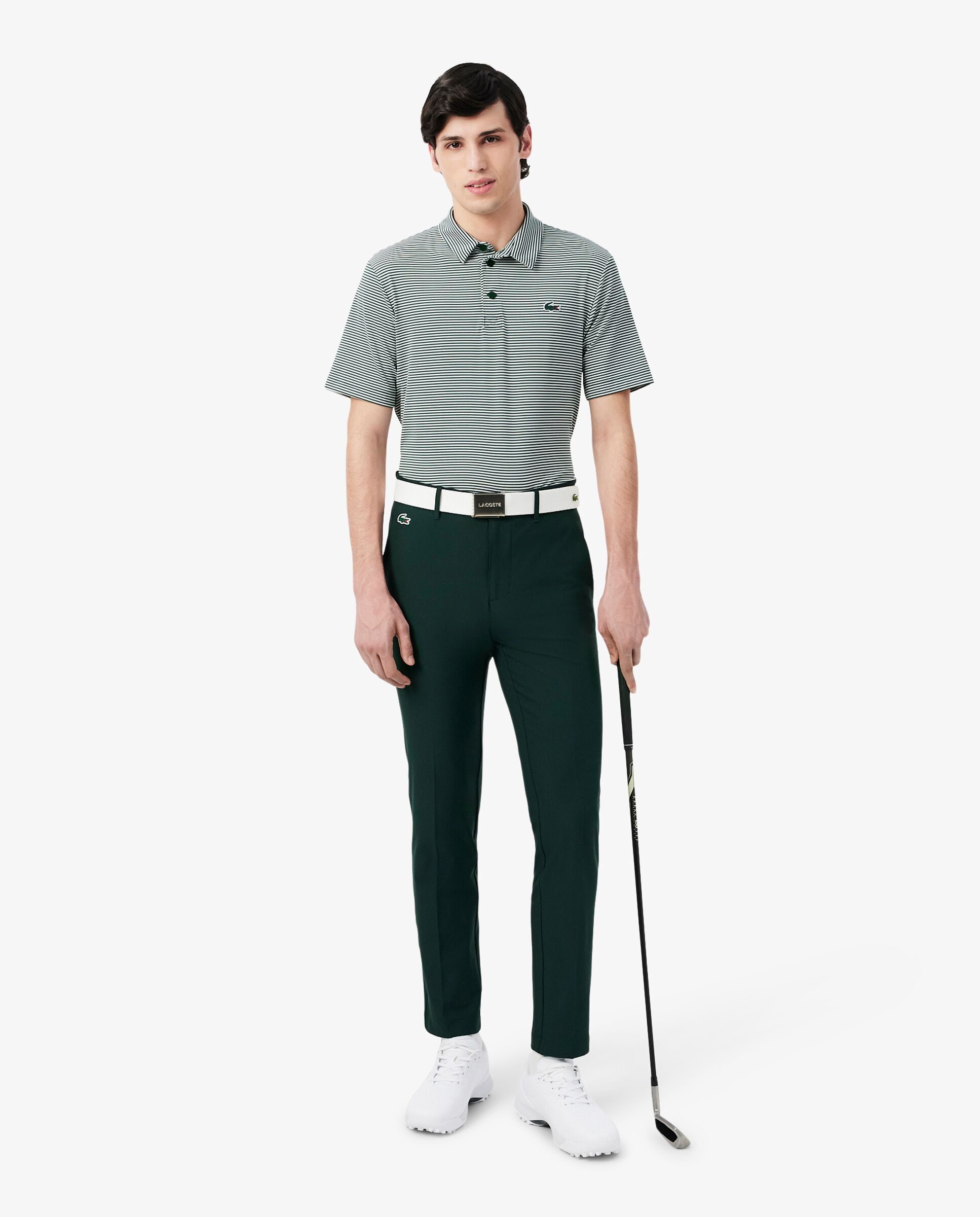 Polo de golf de rayas de hombre de corte regular Ultra Dry Lacoste - Verde Verde-4
