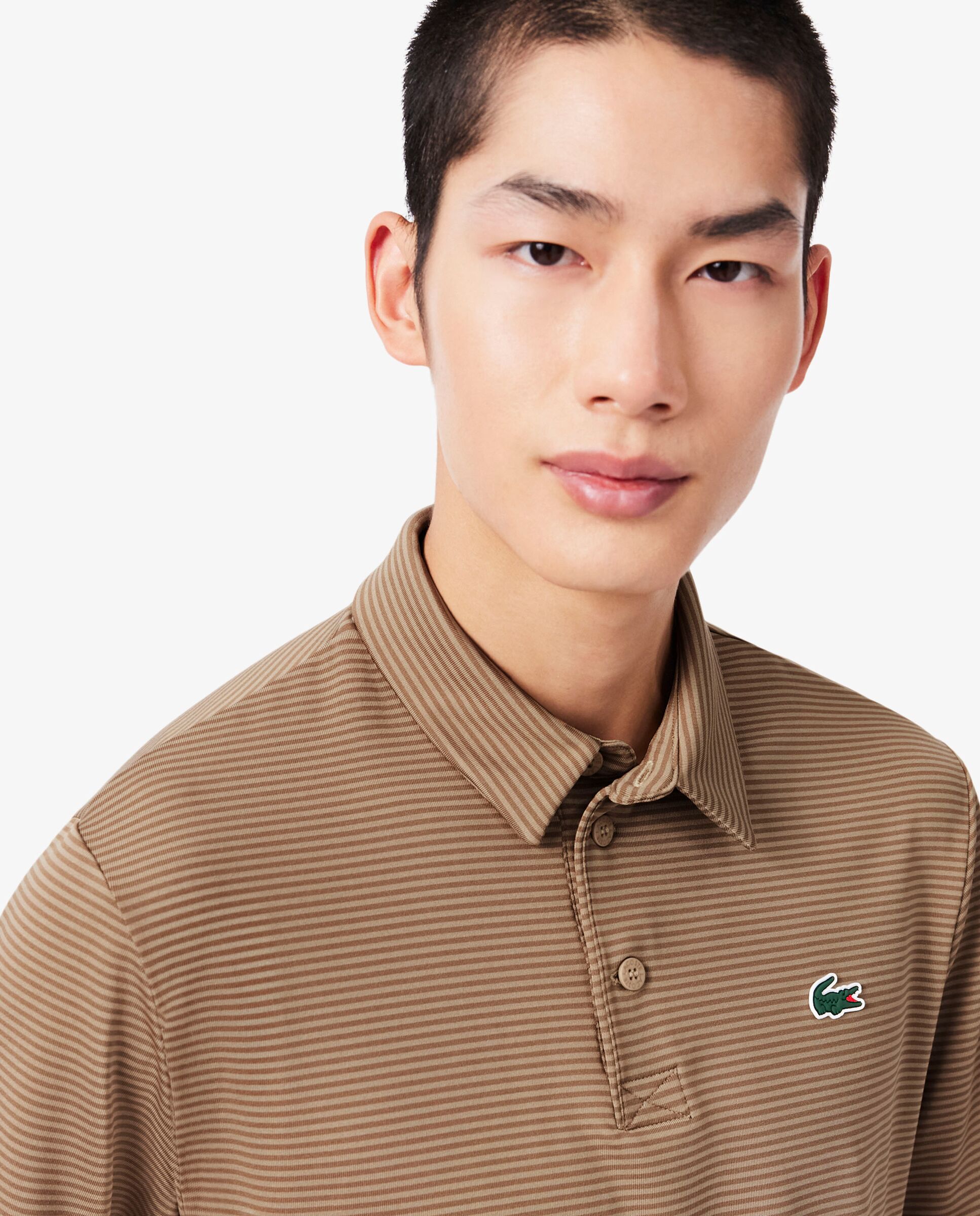 Polo de golf de rayas de hombre de corte regular Ultra Dry Lacoste - Beige Beige-3