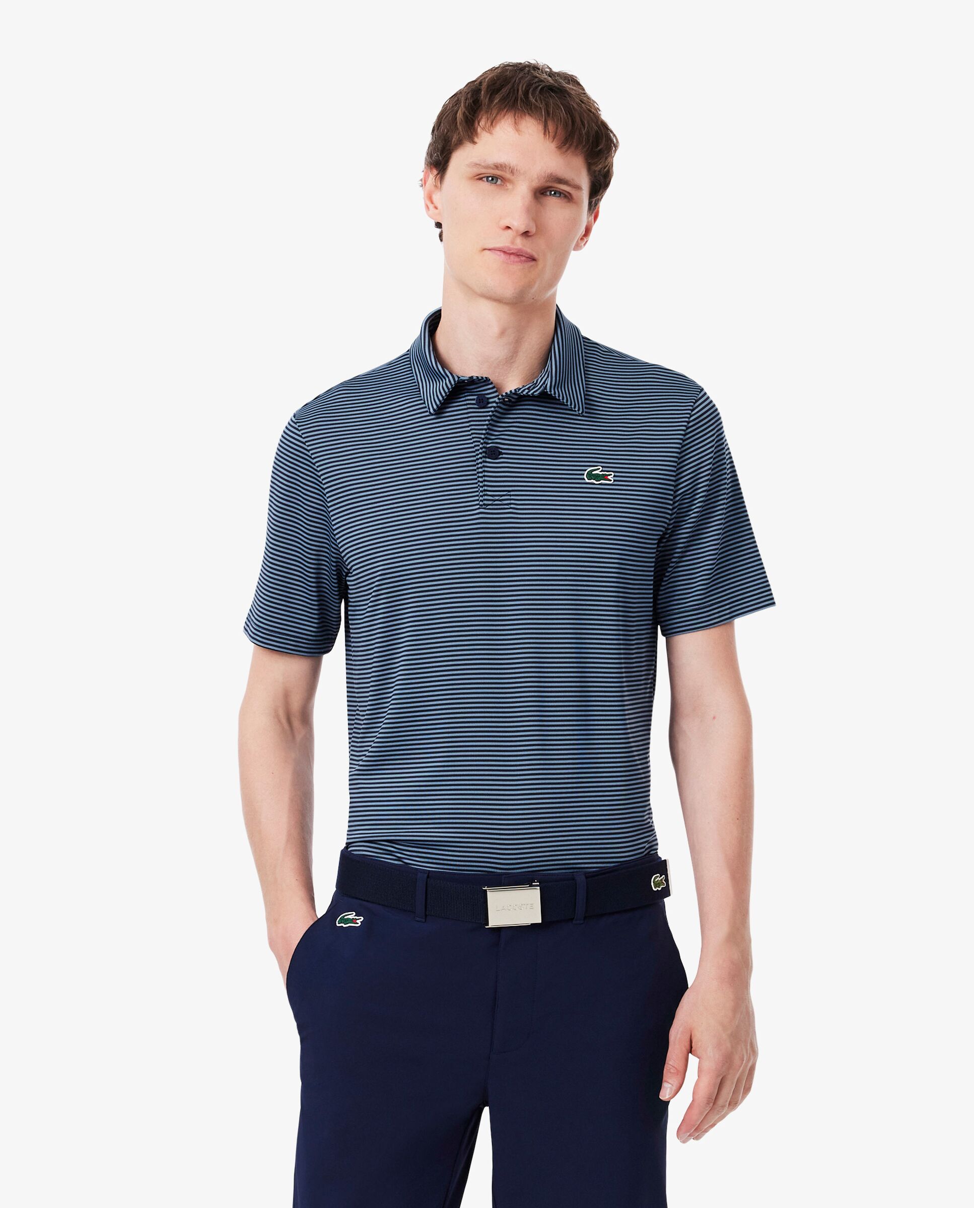 Polo de golf de rayas de hombre de corte regular Ultra Dry Lacoste - Azul oscuro Azul oscuro-1