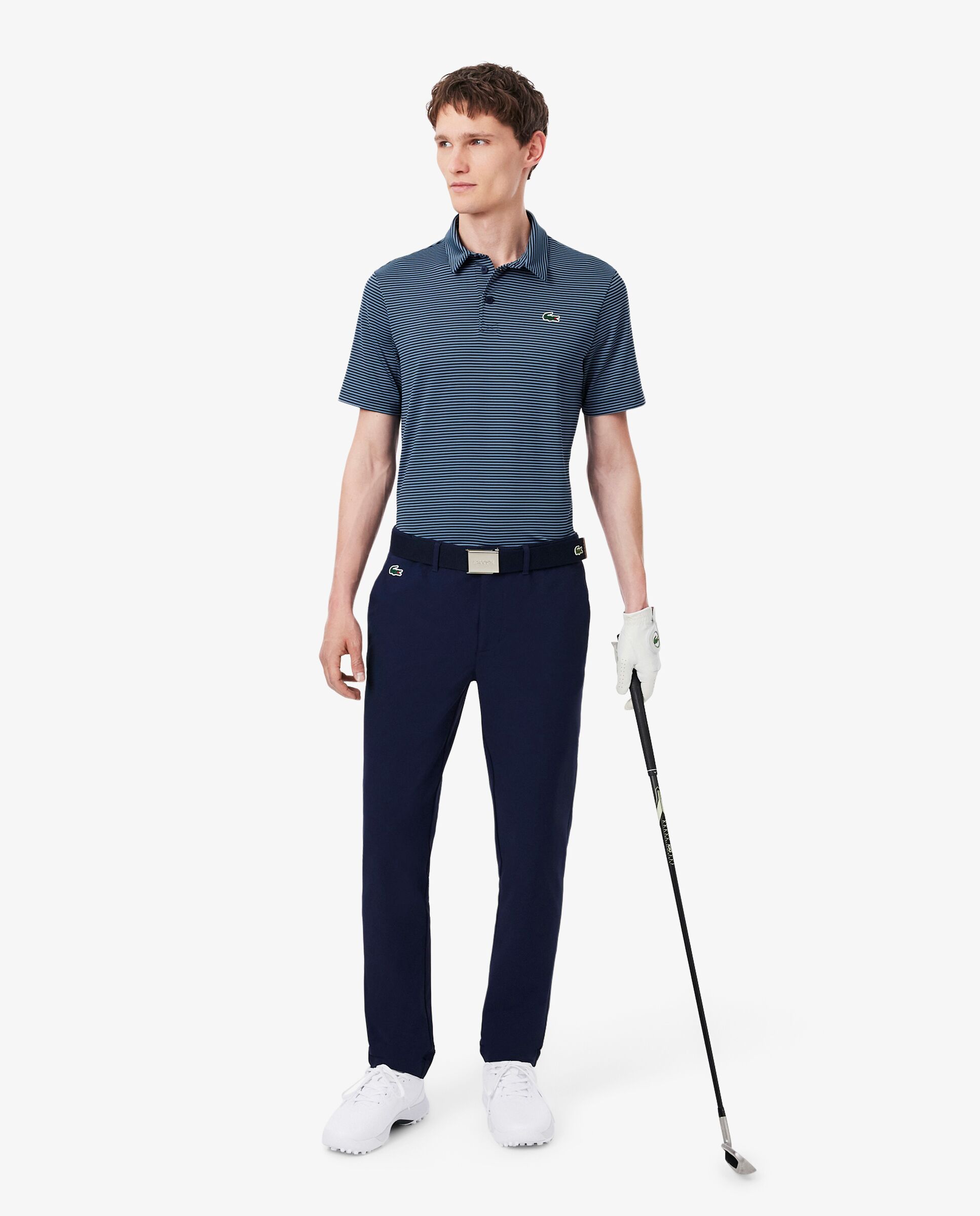 Polo de golf de rayas de hombre de corte regular Ultra Dry Lacoste - Azul oscuro Azul oscuro-4