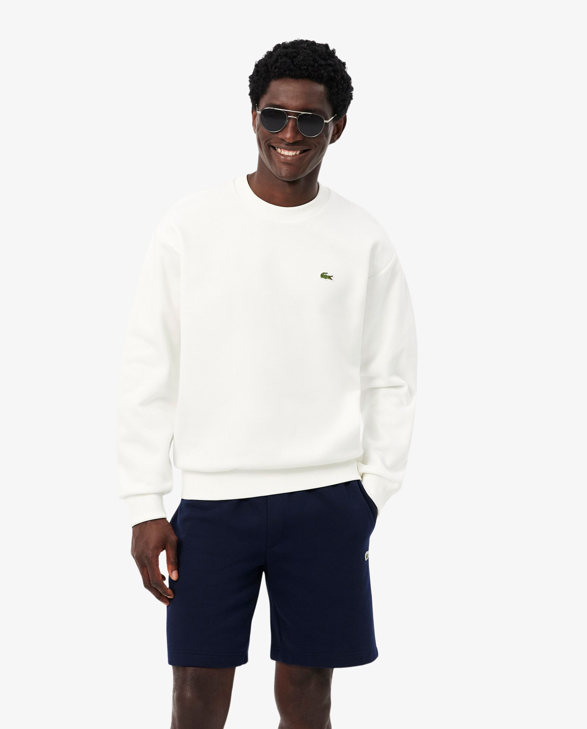 Sudadera de hombre de felpa de algodón en azul - Lacoste - Blanco Blanco-1