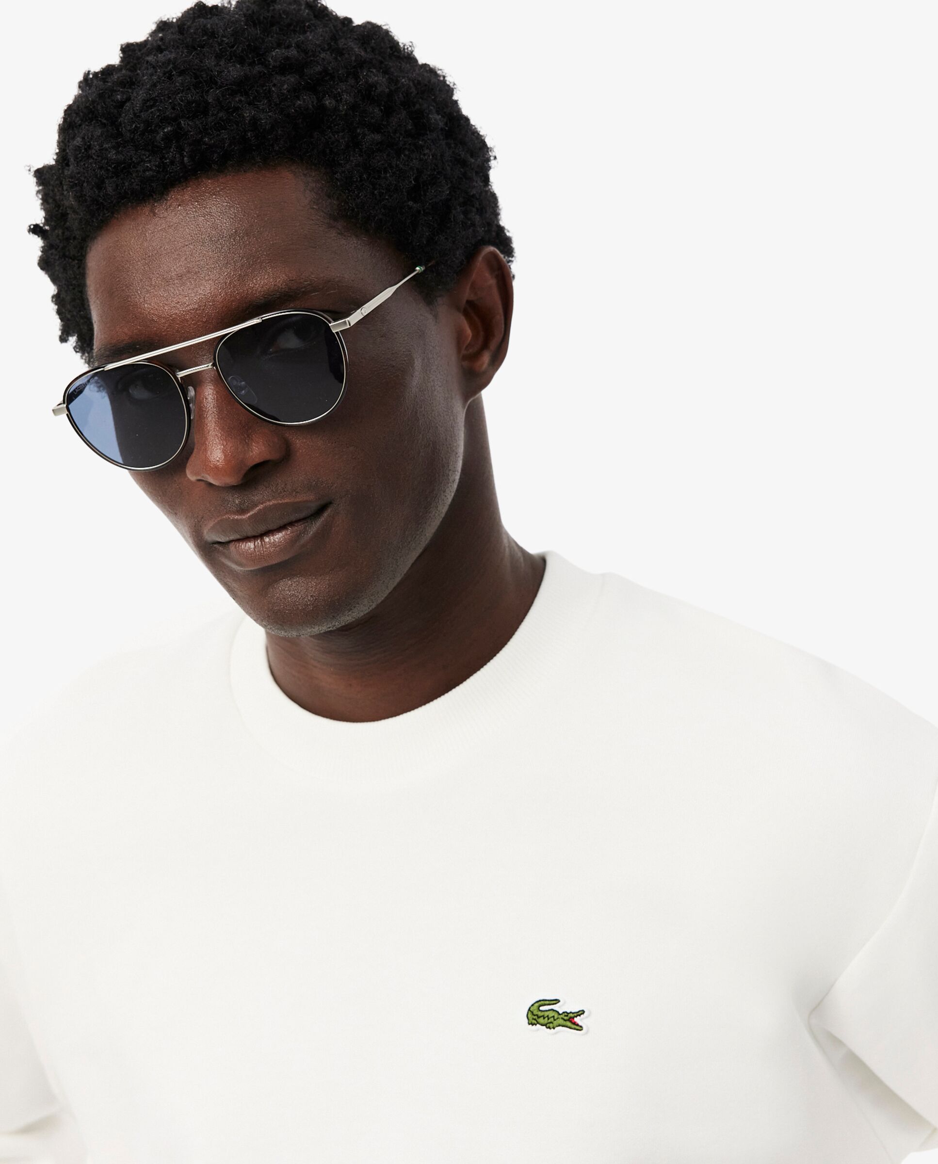 Sudadera de hombre de felpa de algodón en azul - Lacoste - Blanco Blanco-3