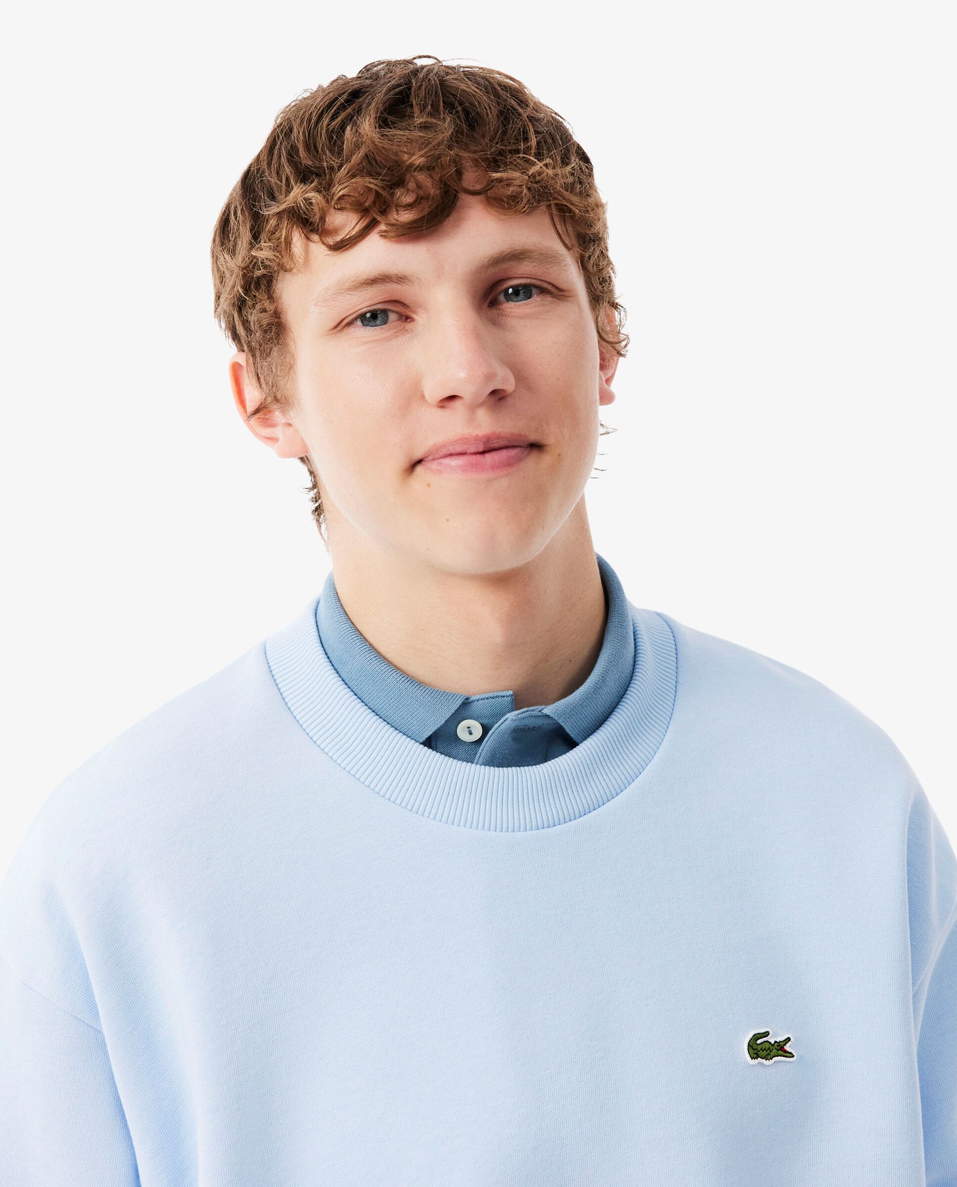 Sudadera de hombre de felpa de algodón en negro - Lacoste - Azul claro Azul claro-3