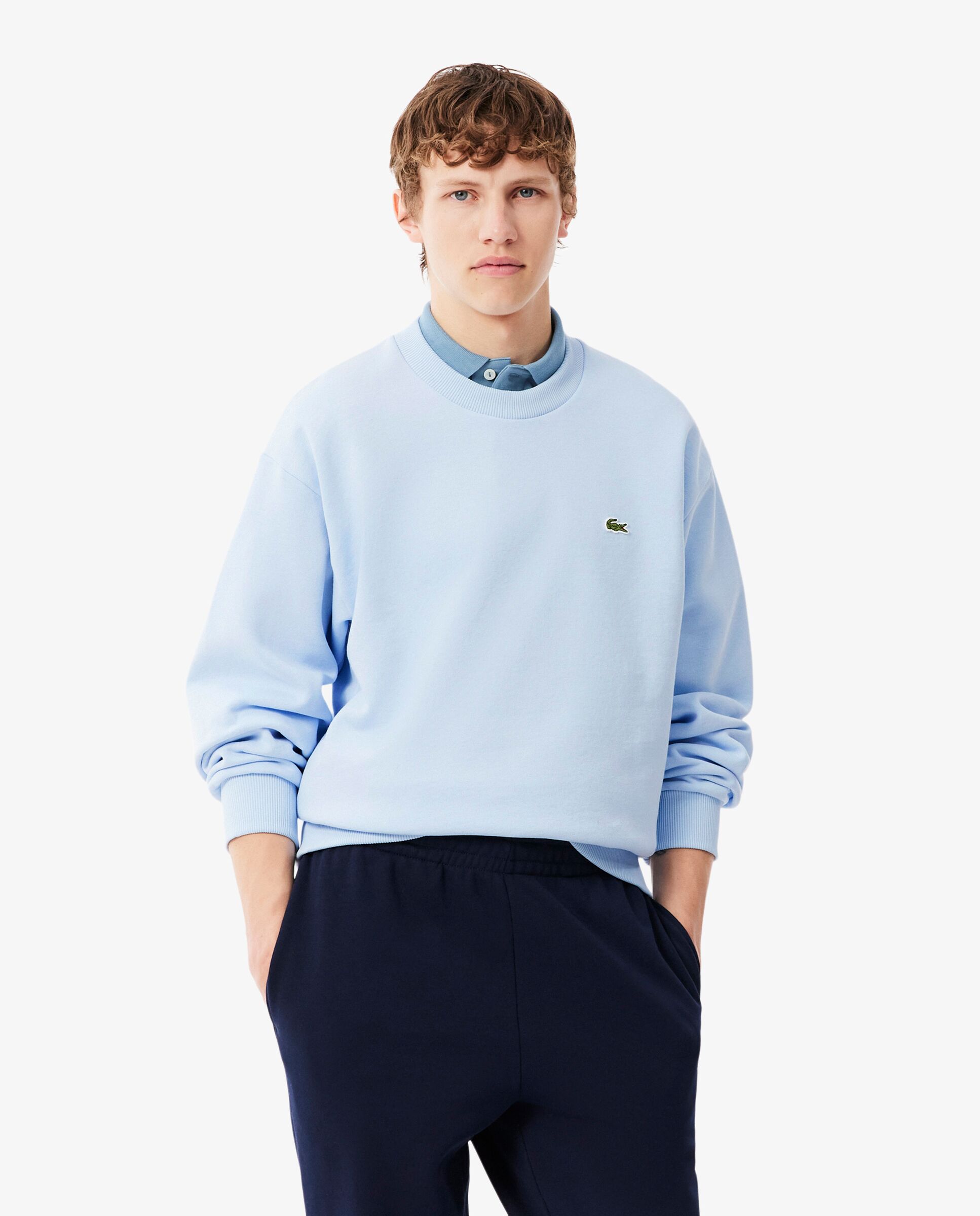 Imagen 0 de Sudadera de hombre de felpa de algodón en negro Azul claro