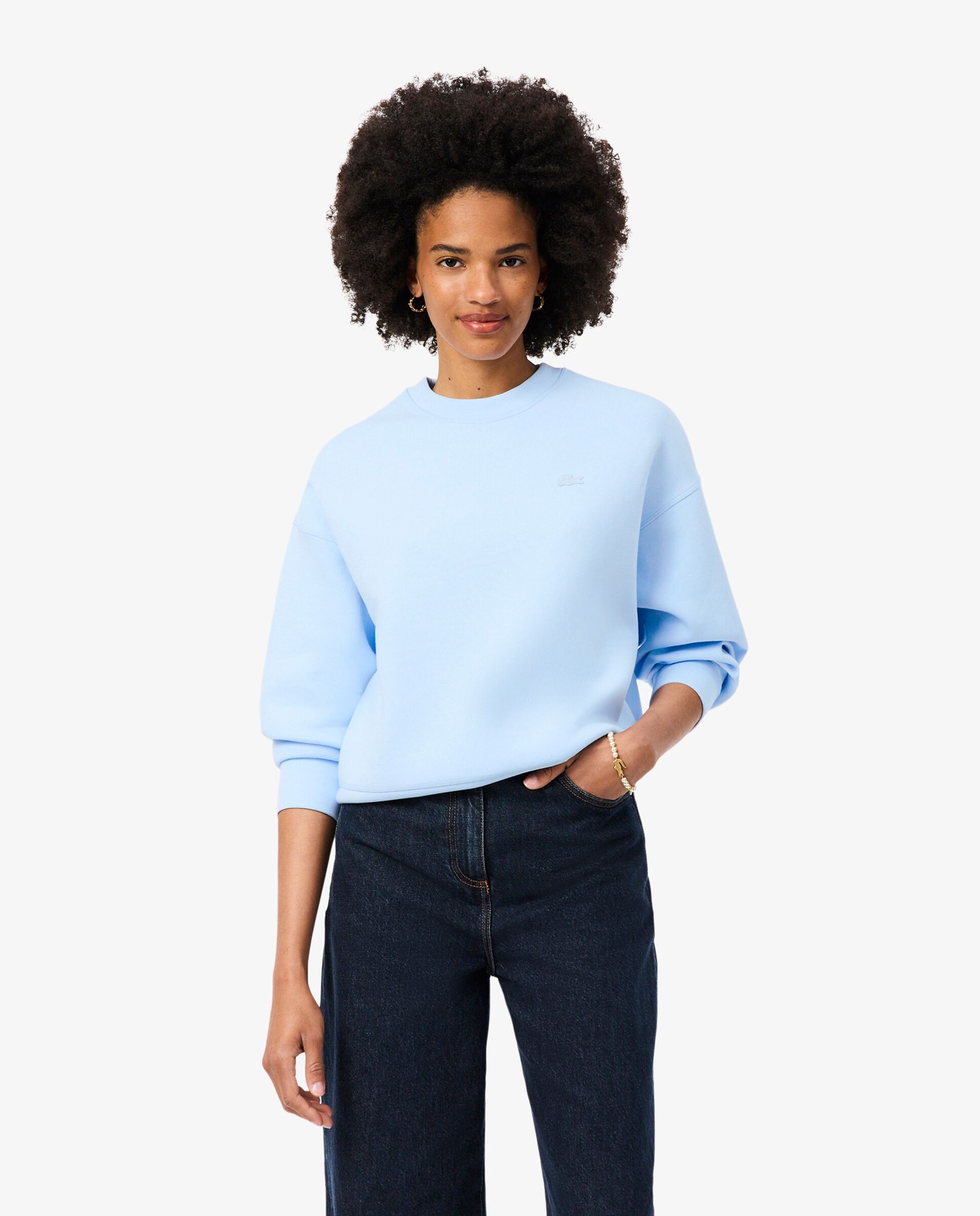 Sudadera de mujer oversized de punto de doble cara - Lacoste - Azul claro Azul claro-1