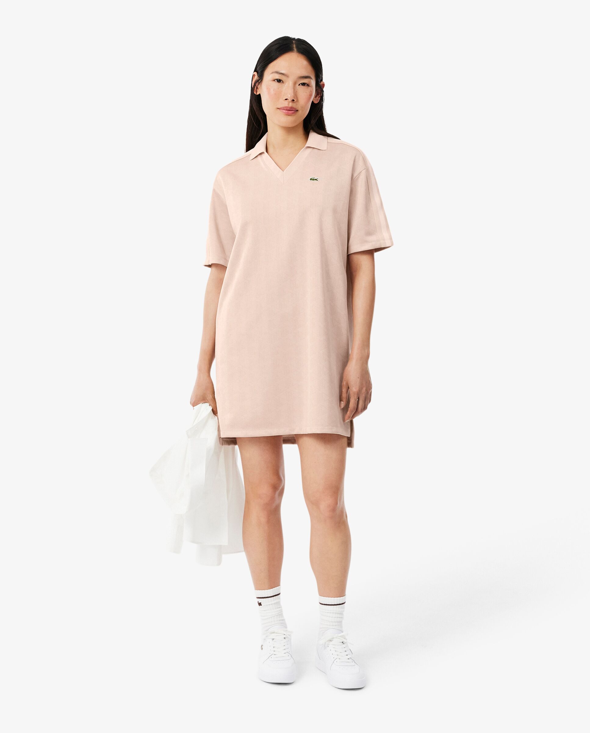 Imagen 0 de Vestido polo de mujer de jacquard con monograma en rosa Rosa