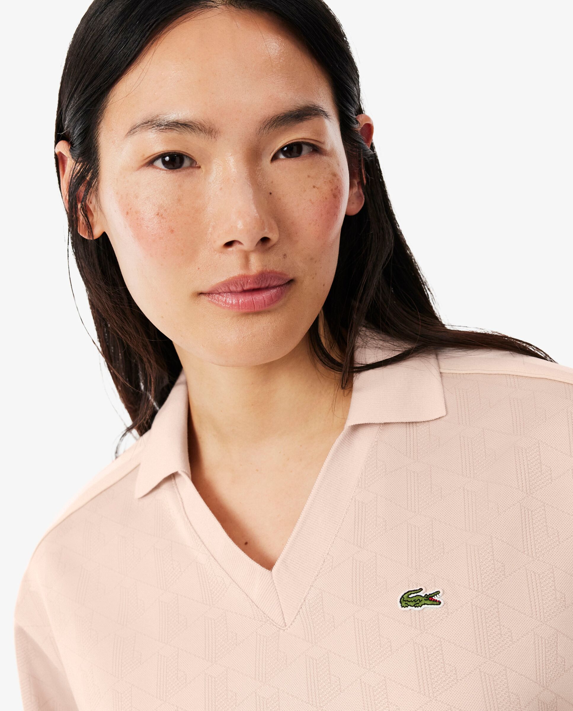 Vestido polo de mujer de jacquard con monograma en - Lacoste - Rosa Rosa-3
