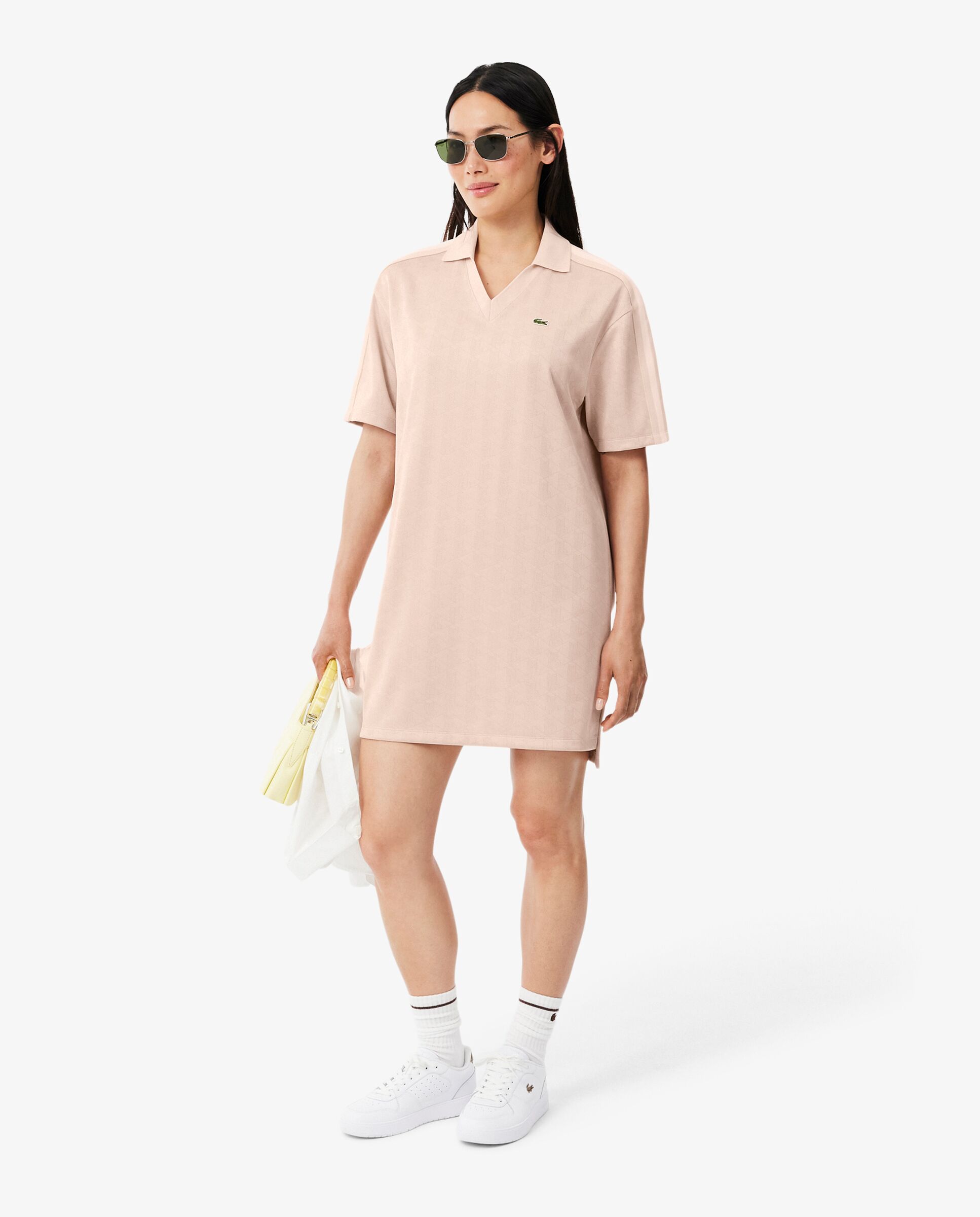 Vestido polo de mujer de jacquard con monograma en - Lacoste - Rosa Rosa-4