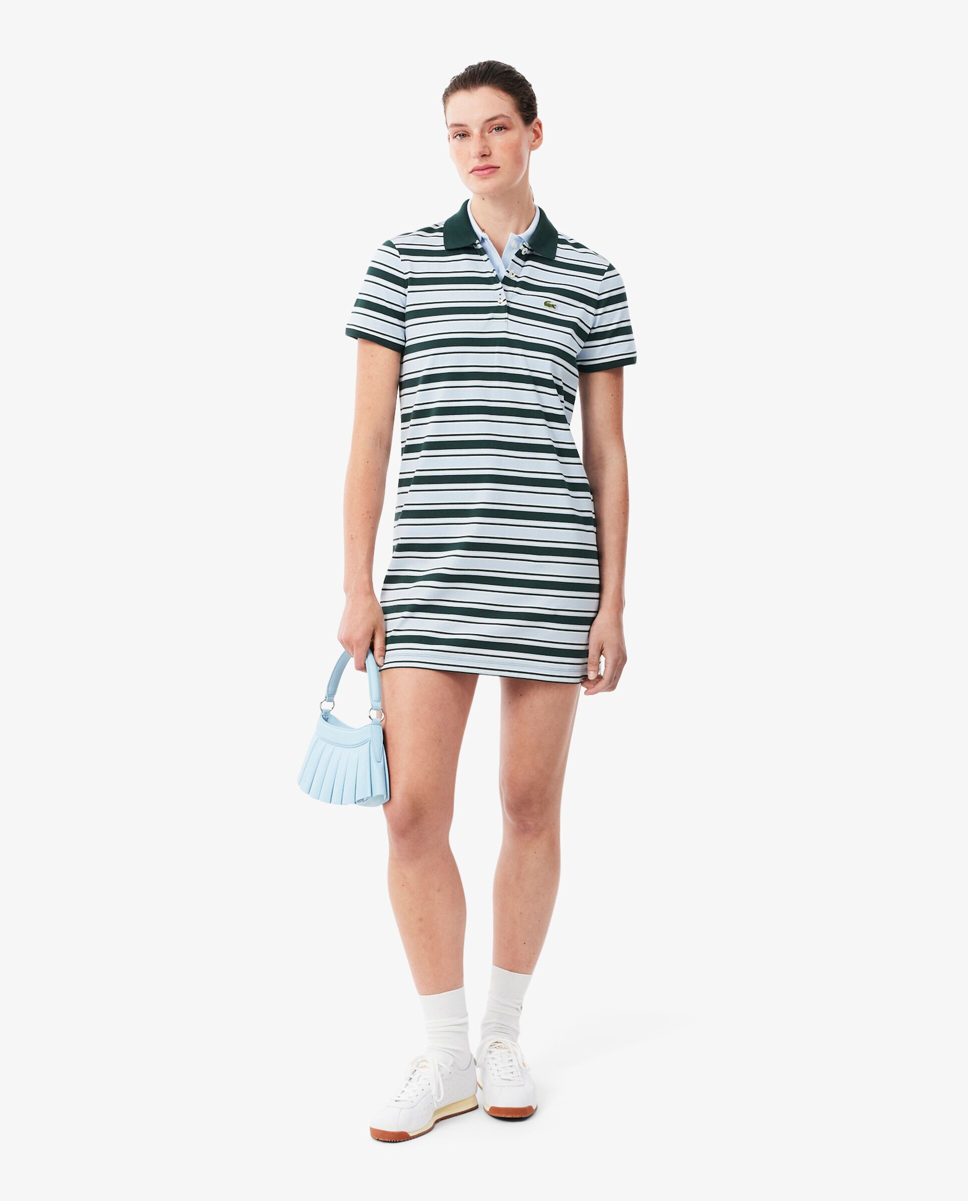 Vestido polo de mujer de algodón de rayas en - Lacoste - Verde Verde-1
