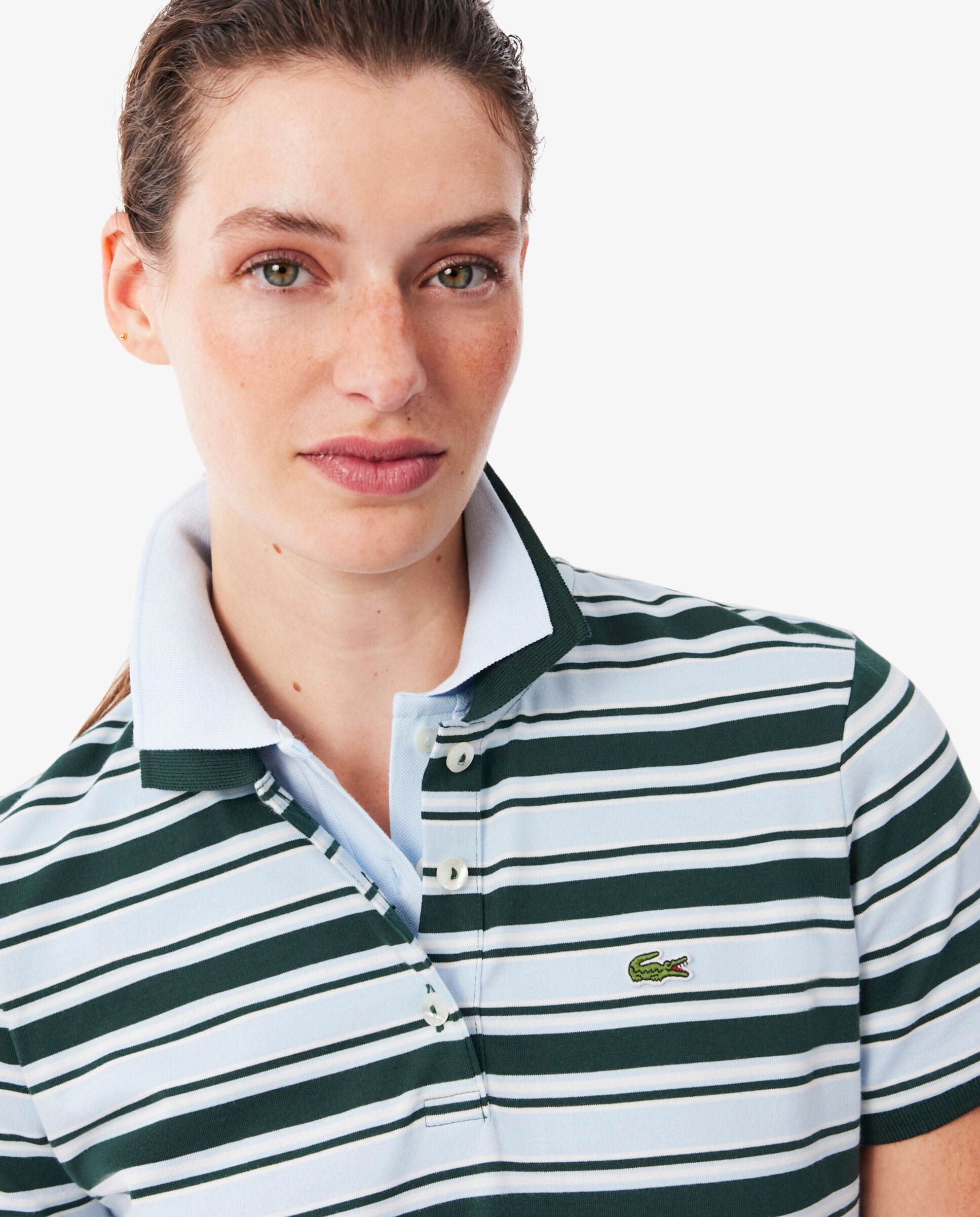Vestido polo de mujer de algodón de rayas en - Lacoste - Verde Verde-3