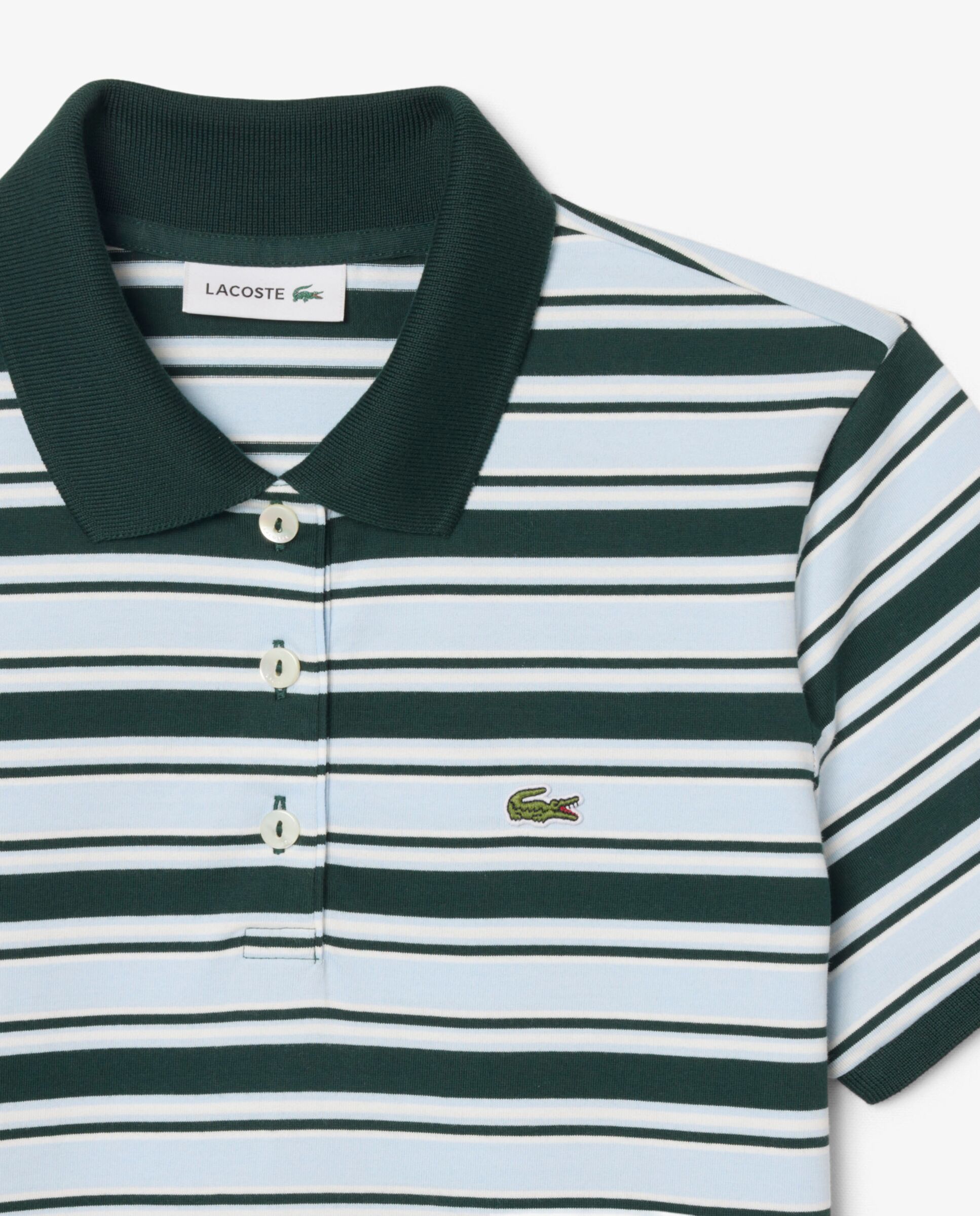 Vestido polo de mujer de algodón de rayas en - Lacoste - Verde Verde-5