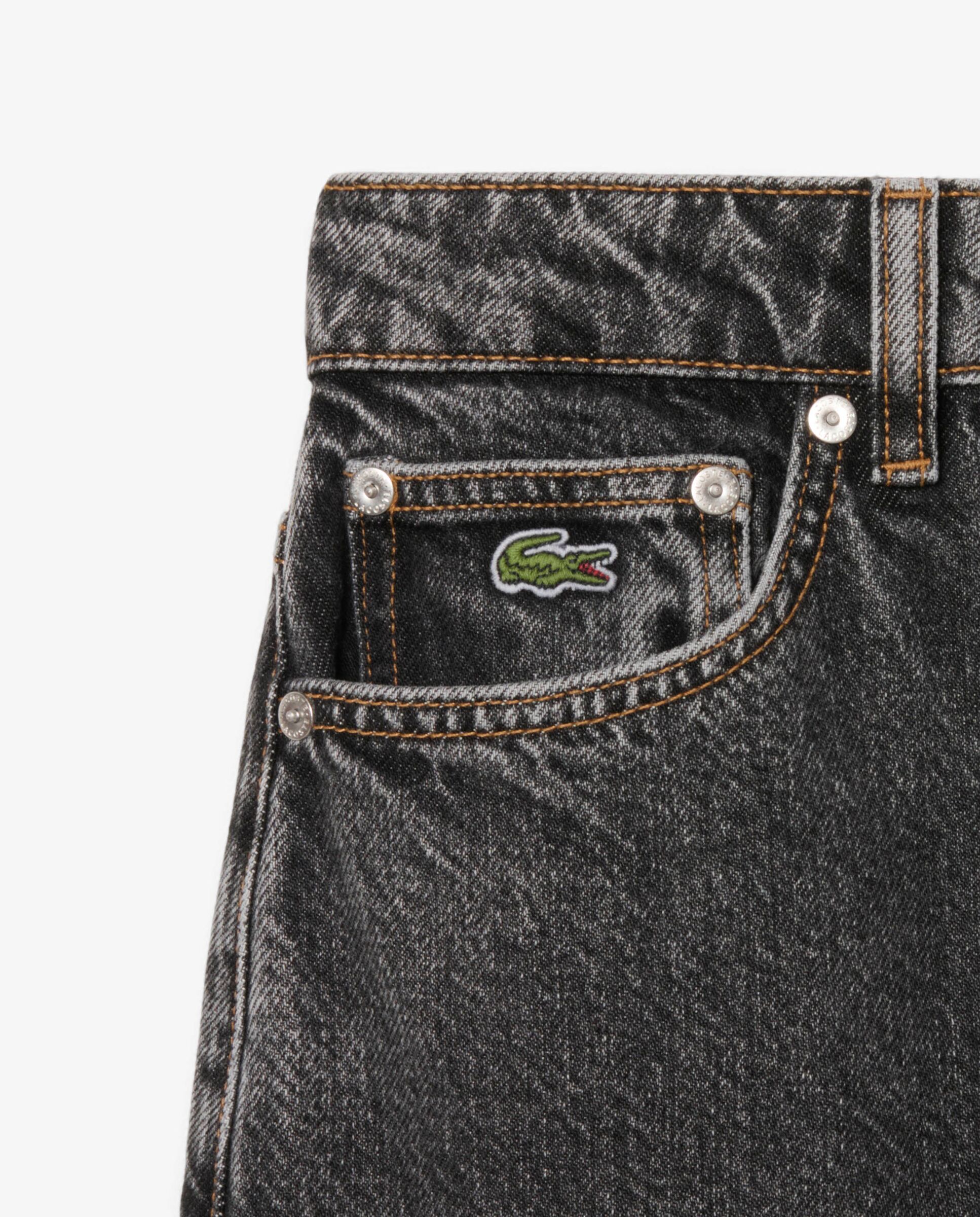 Jeans de talle alto con corte amplio en azul - Lacoste - Gris oscuro Gris oscuro-5