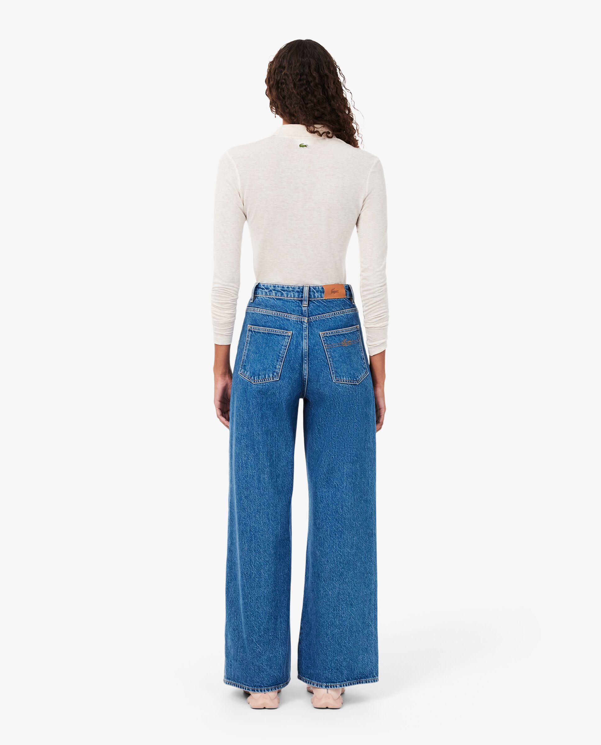 Jeans de talle alto con corte amplio en azul - Lacoste - Azul claro Azul claro-2