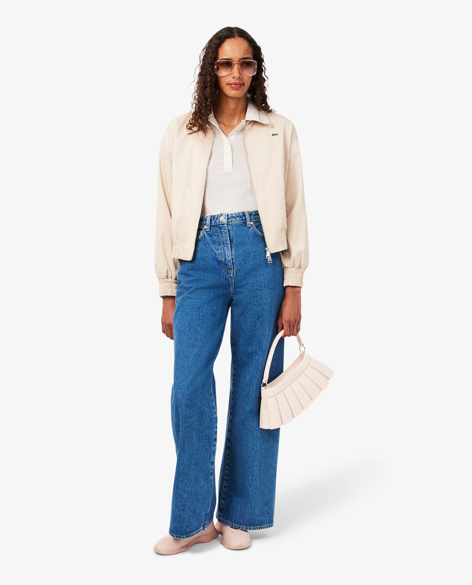 Jeans de talle alto con corte amplio en azul - Lacoste - Azul claro Azul claro-4