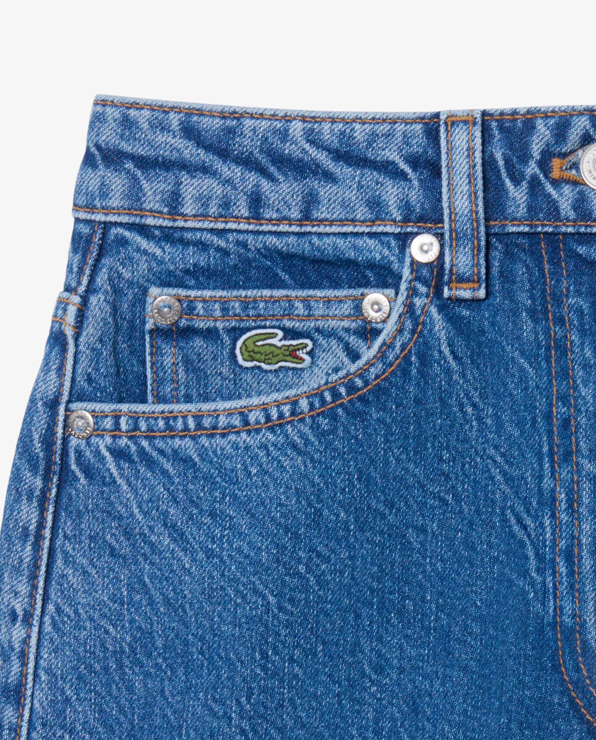 Jeans de talle alto con corte amplio en azul - Lacoste - Azul claro Azul claro-5
