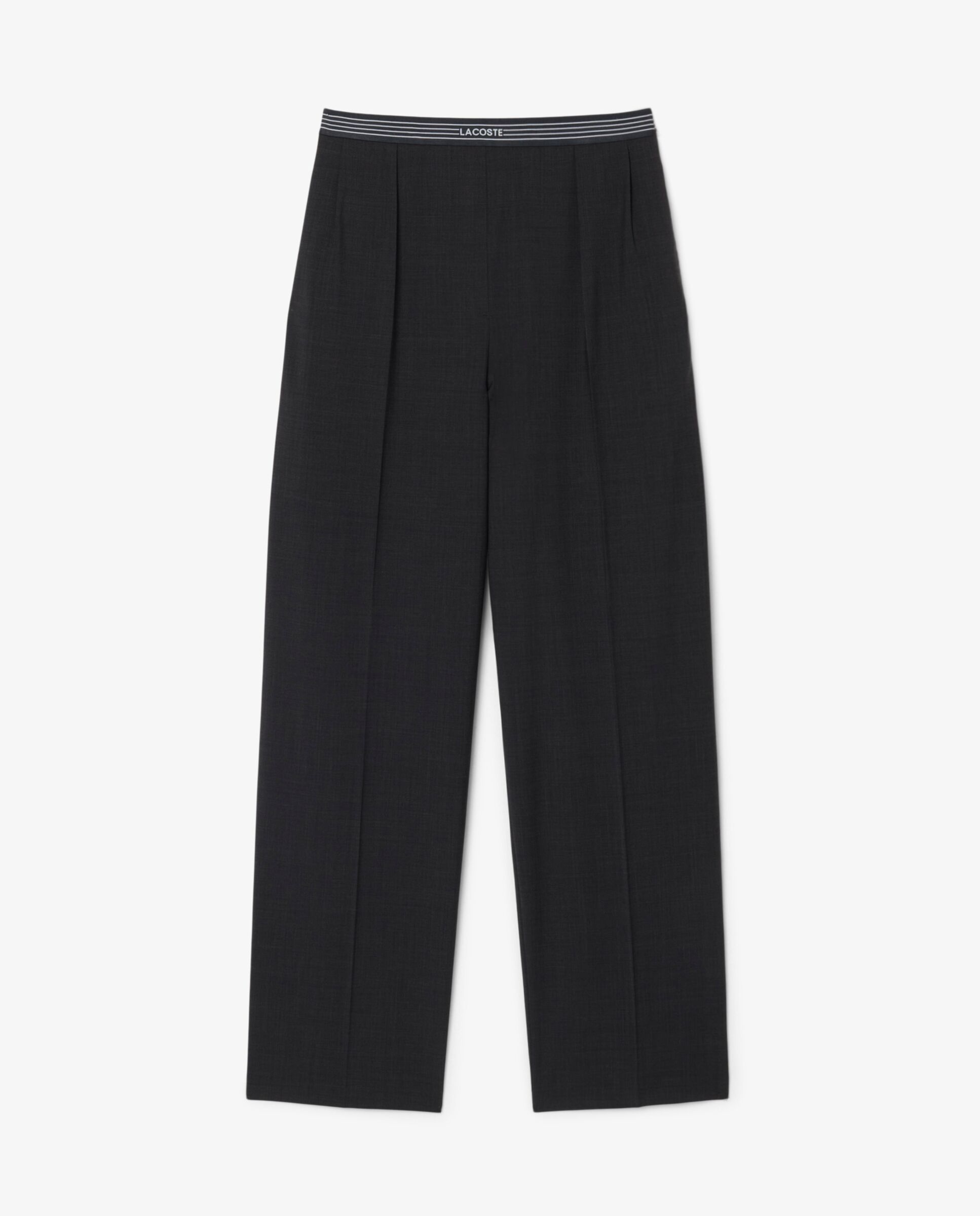 Pantalón de mujer de pinzas de mezcla de lana oversized en - Lacoste - Gris Gris-6