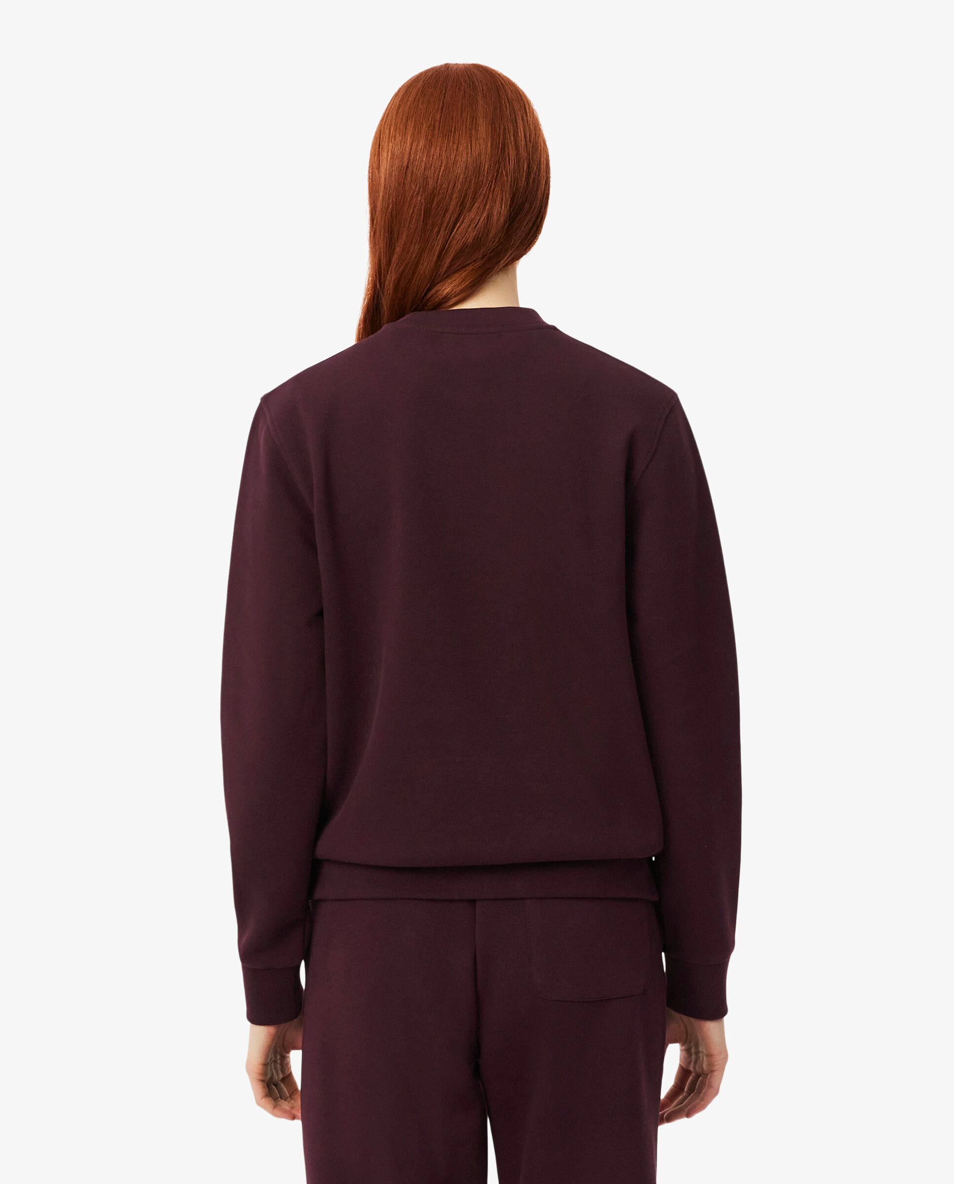 Sudadera de mujer de cuello redondo de piqué de corte holgado - Lacoste - Marrón Marrón-2